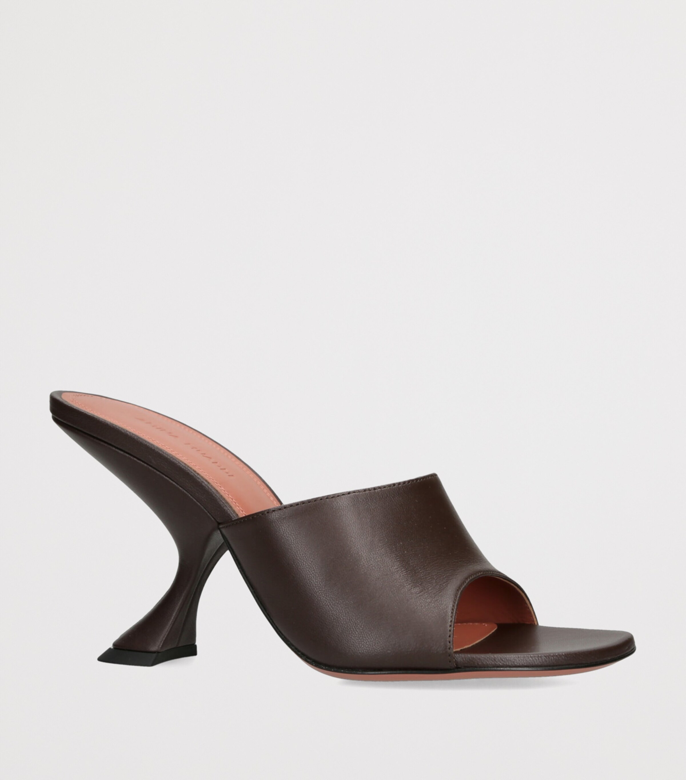 Amina Muaddi Leather Taylor Heeled Mules 90 Dark Brown Image 3