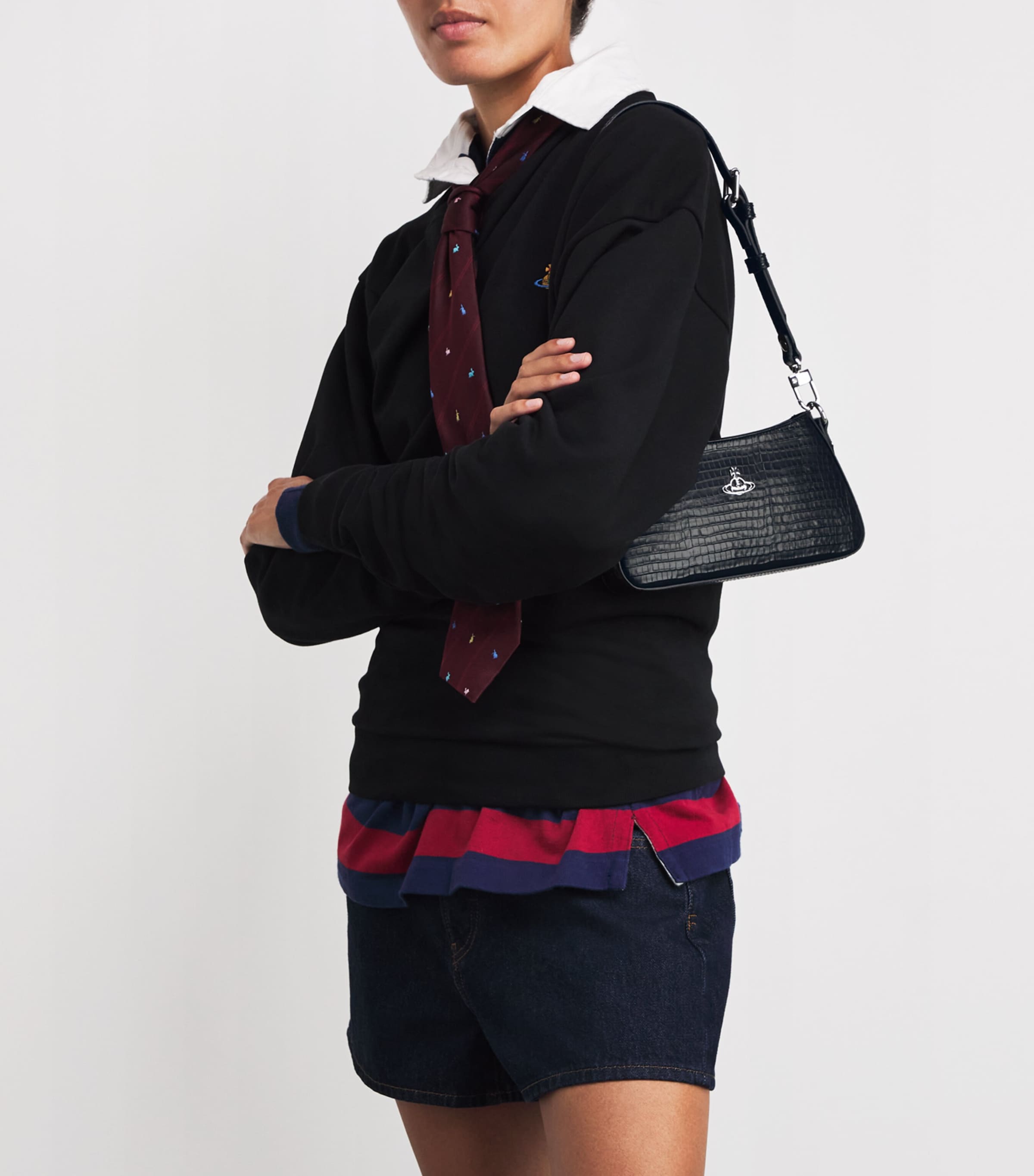 Vivienne Westwood Embossed Leather Tasha Shoulder Phone Bag