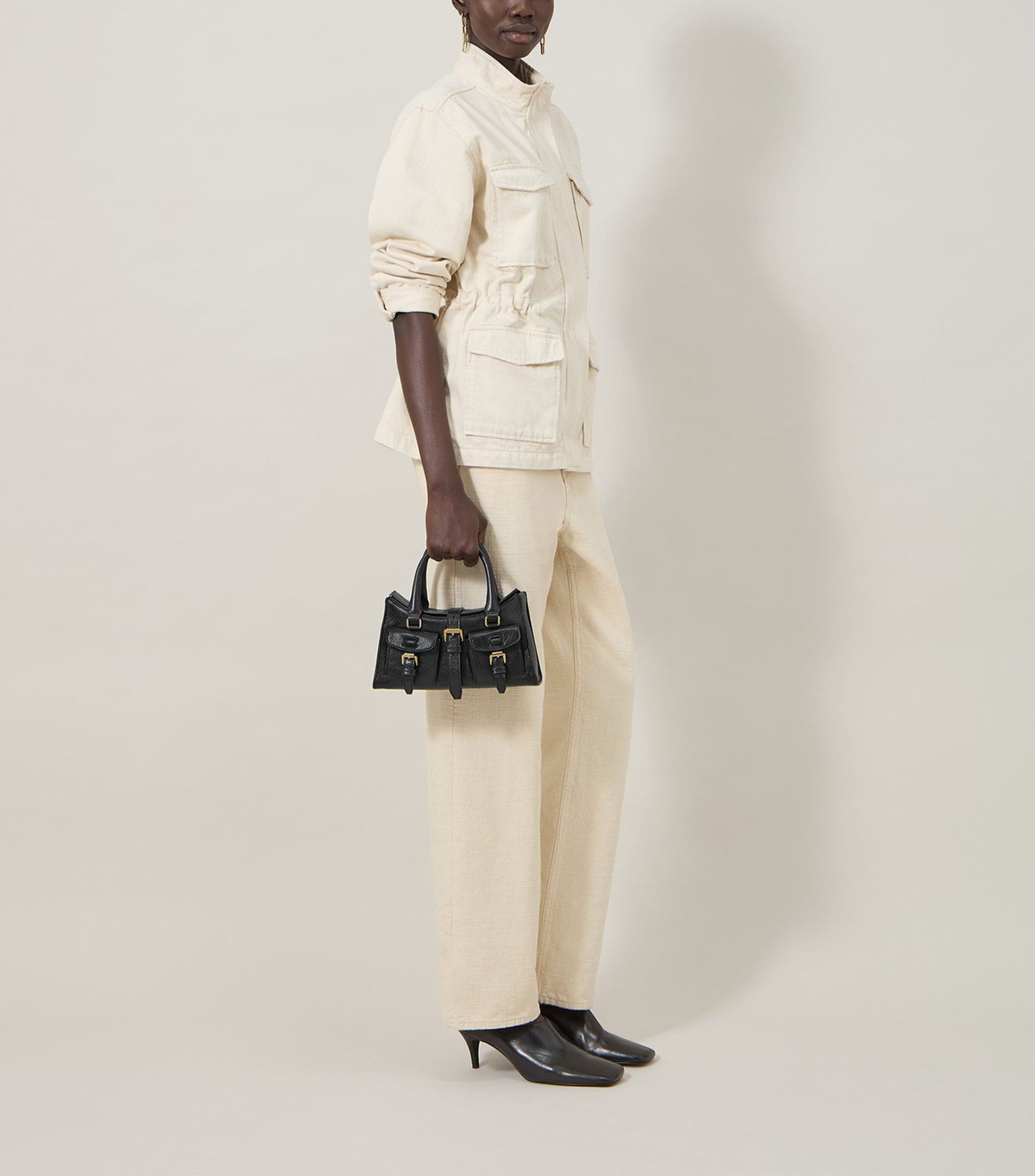 Mini Leather Roxanne Top-Handle Bag BLACK Image 6