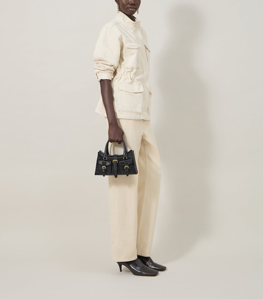 Mini Leather Roxanne Top-Handle Bag BLACK Image 6