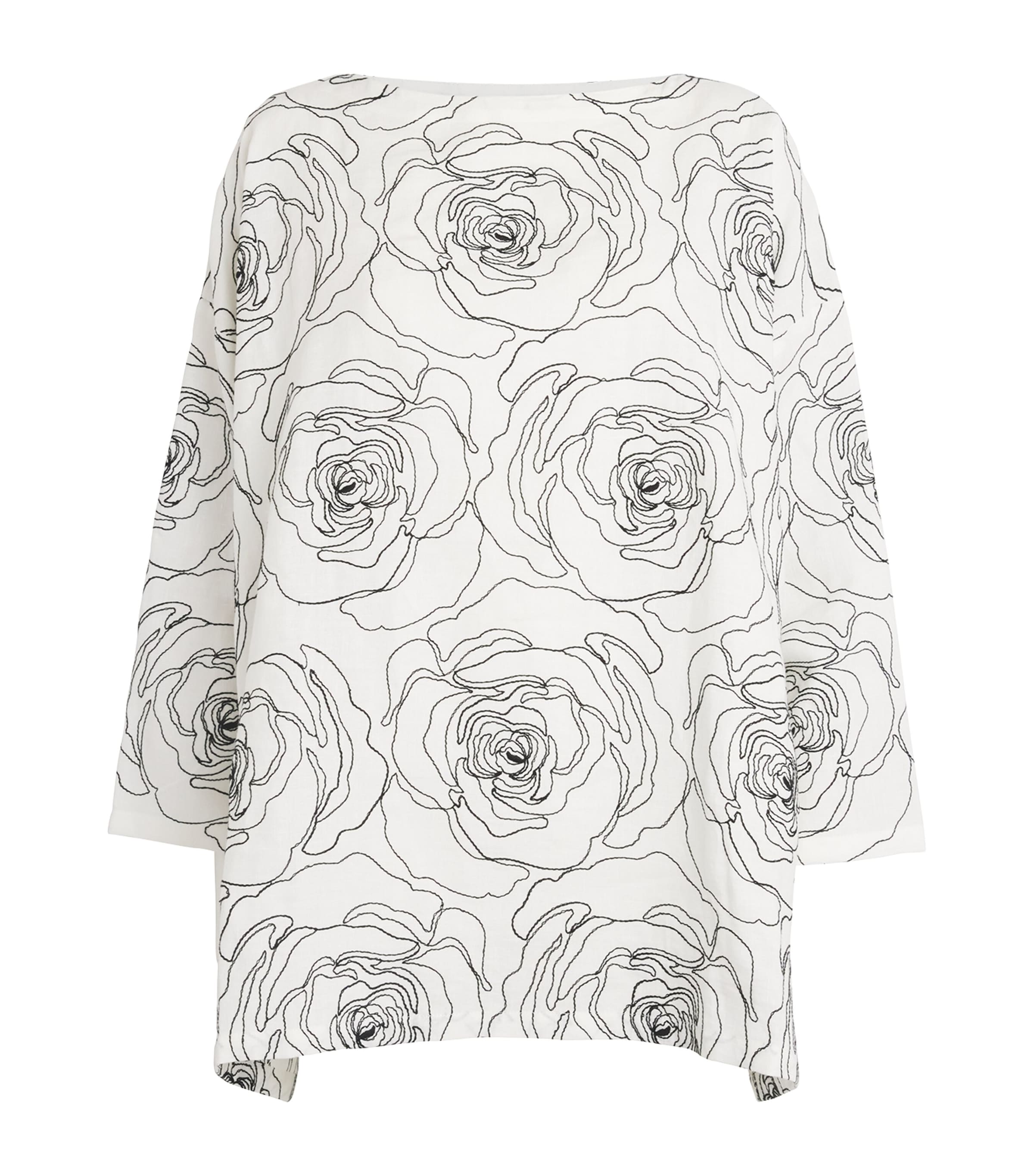 Shop Eskandar Linen-cotton Embroidered Tunic Top In White
