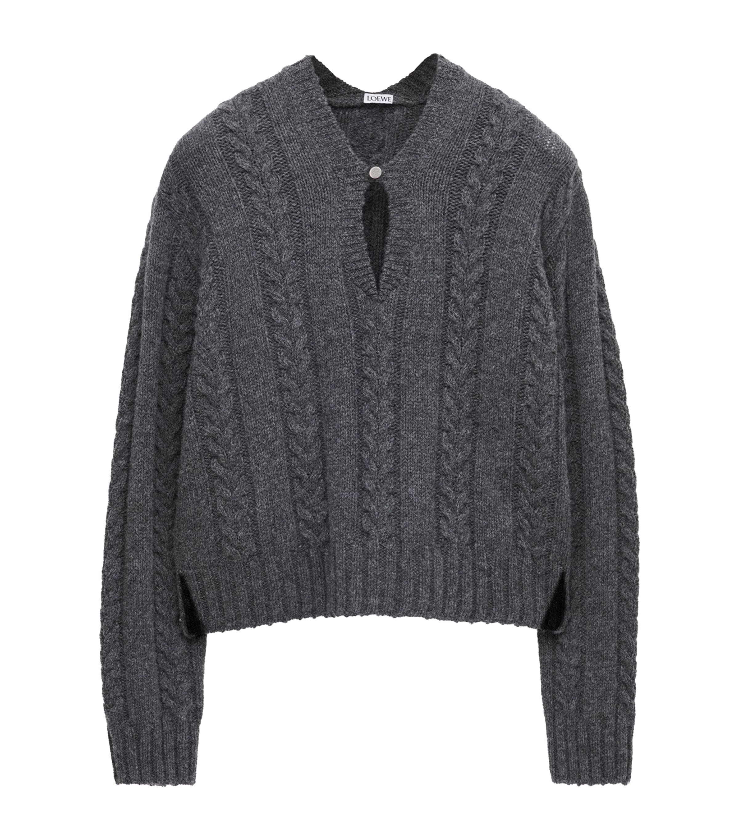 Loewe Wool Cable-knit Sweater In Gray