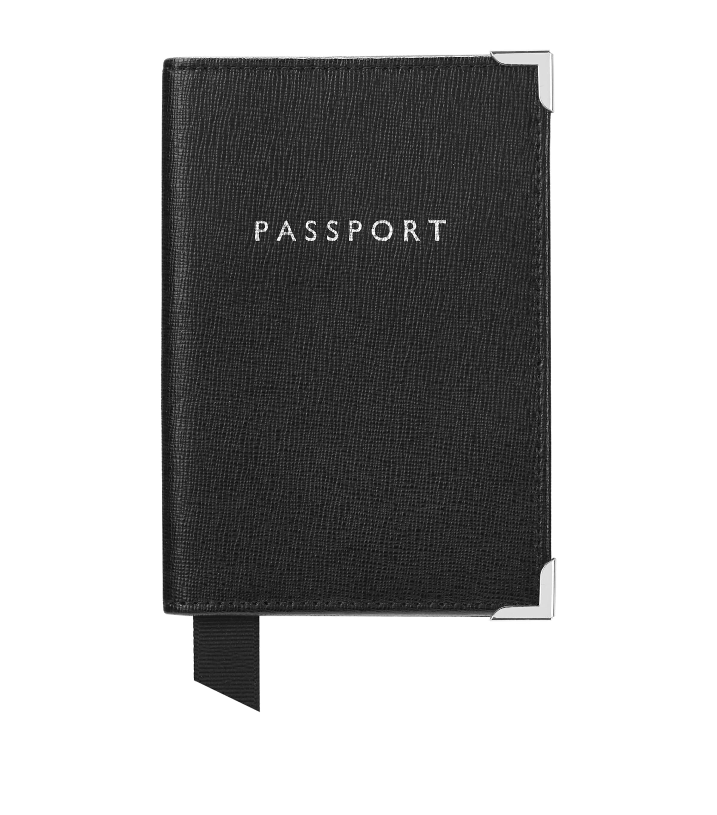 Aspinal Of London Saffiano Leather Passport Cover In Black