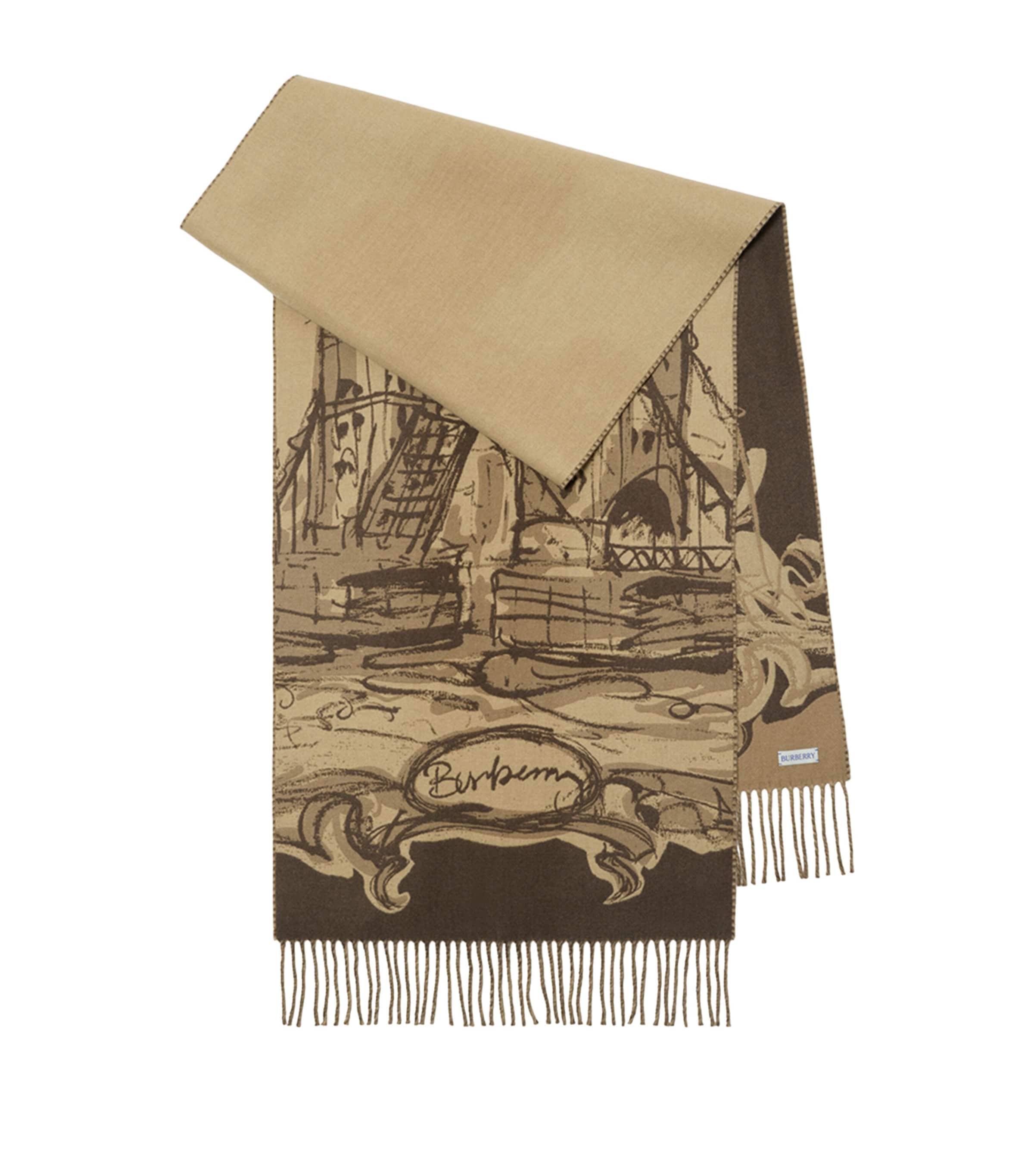 Burberry Cashmere Tower Bridge Scarf In Brown