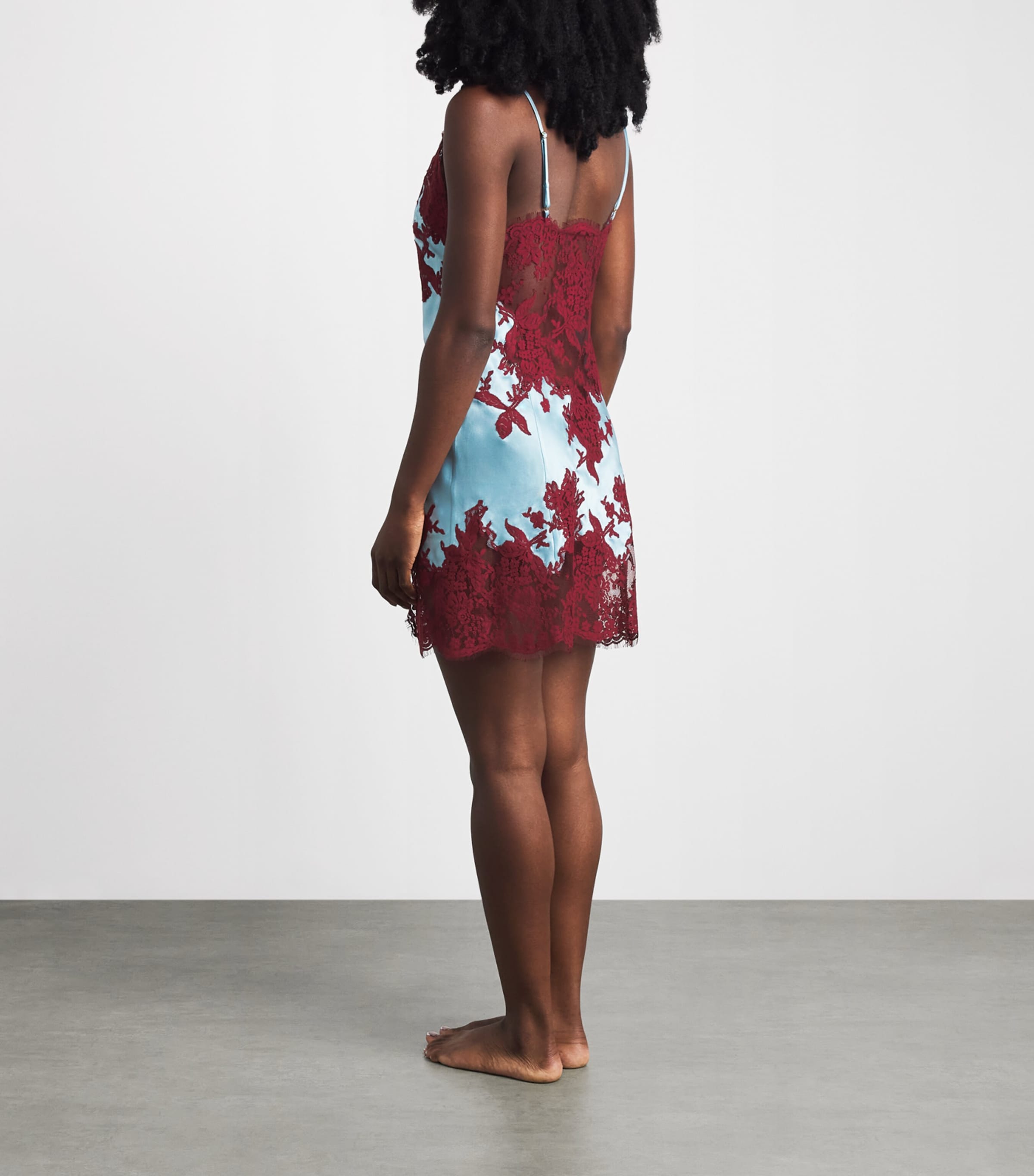 Marjolaine Womens Silk Floral Diane Slip Dress Glcier Brgogne Image 4