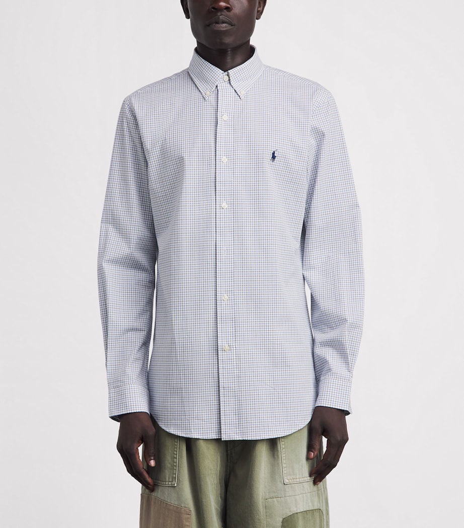 Polo Ralph Lauren Mens Stretch-Cotton Custom-Fit Check Shirt White Blue Mlt Image 4