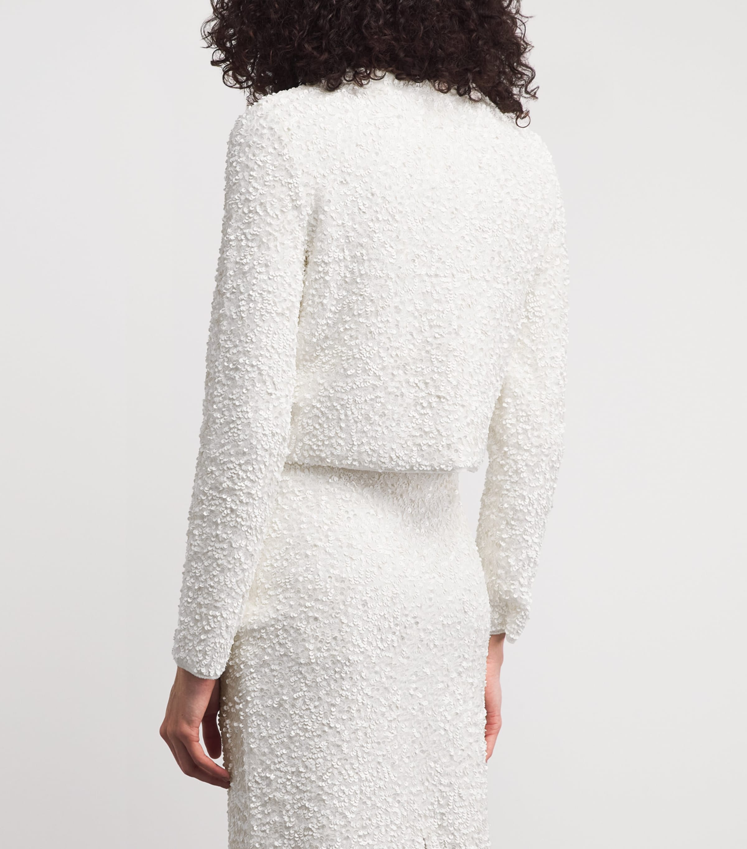 Adam Lippes Womens Sequin Knit Raya Cardigan Ivory Image 5