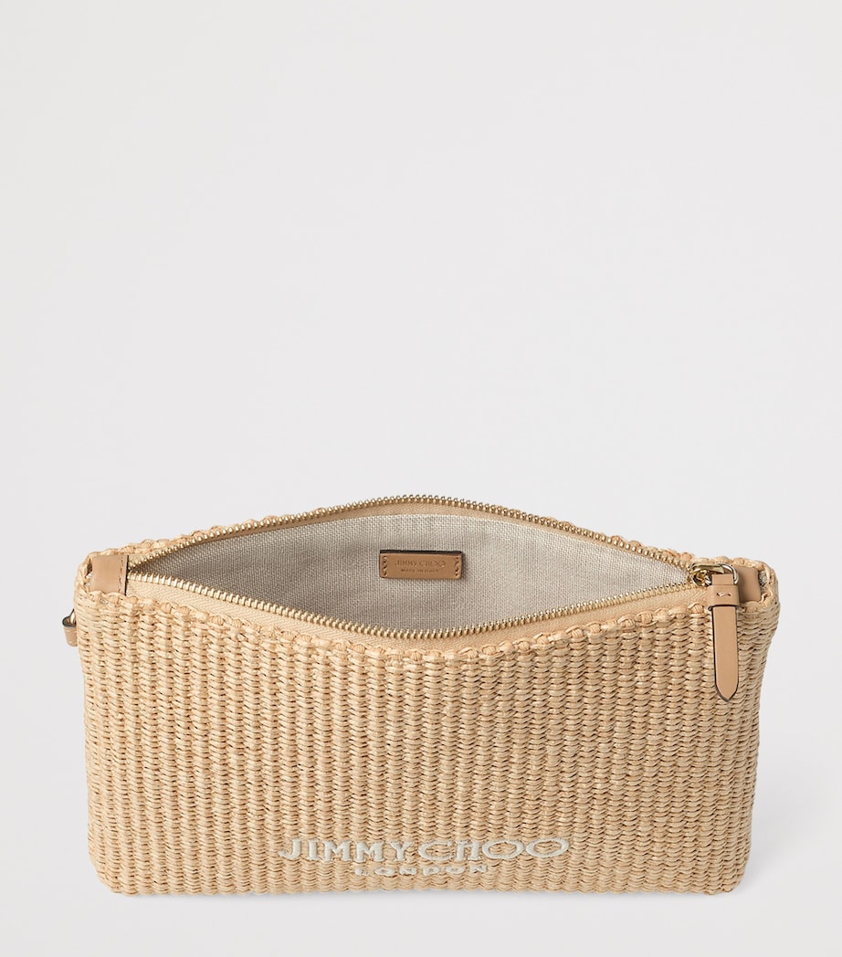 Jimmy Choo Raffia Zip-Up Pouch Natural/latte Image 5