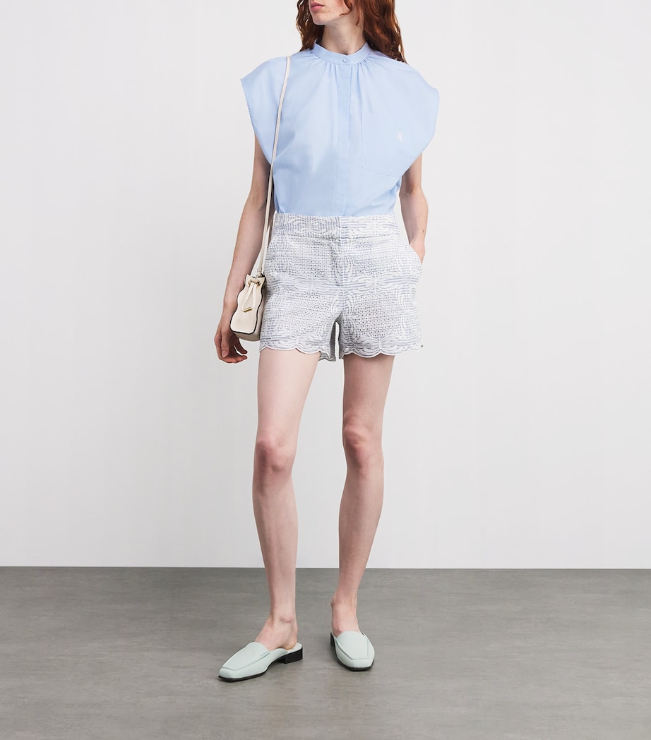 Sleeveless Embroidered Shirt LIGHT BLUE Image 2