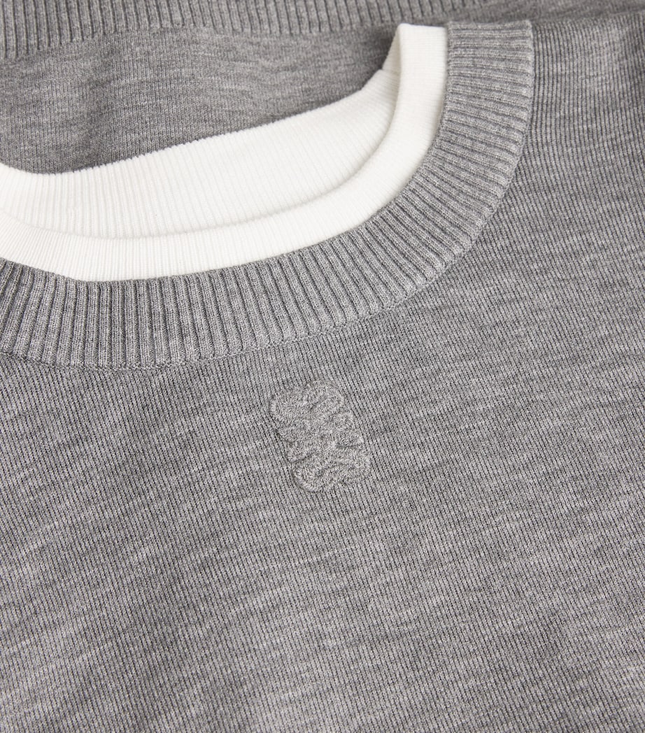 Contrast-Neck Oversized Sweater GREY Image 5