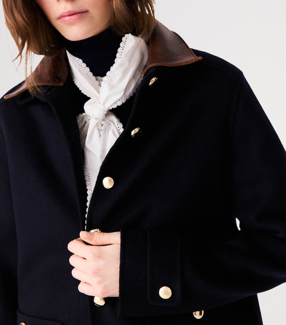 Maje Womens Wool-Blend Collared Jacket Navy Image 8