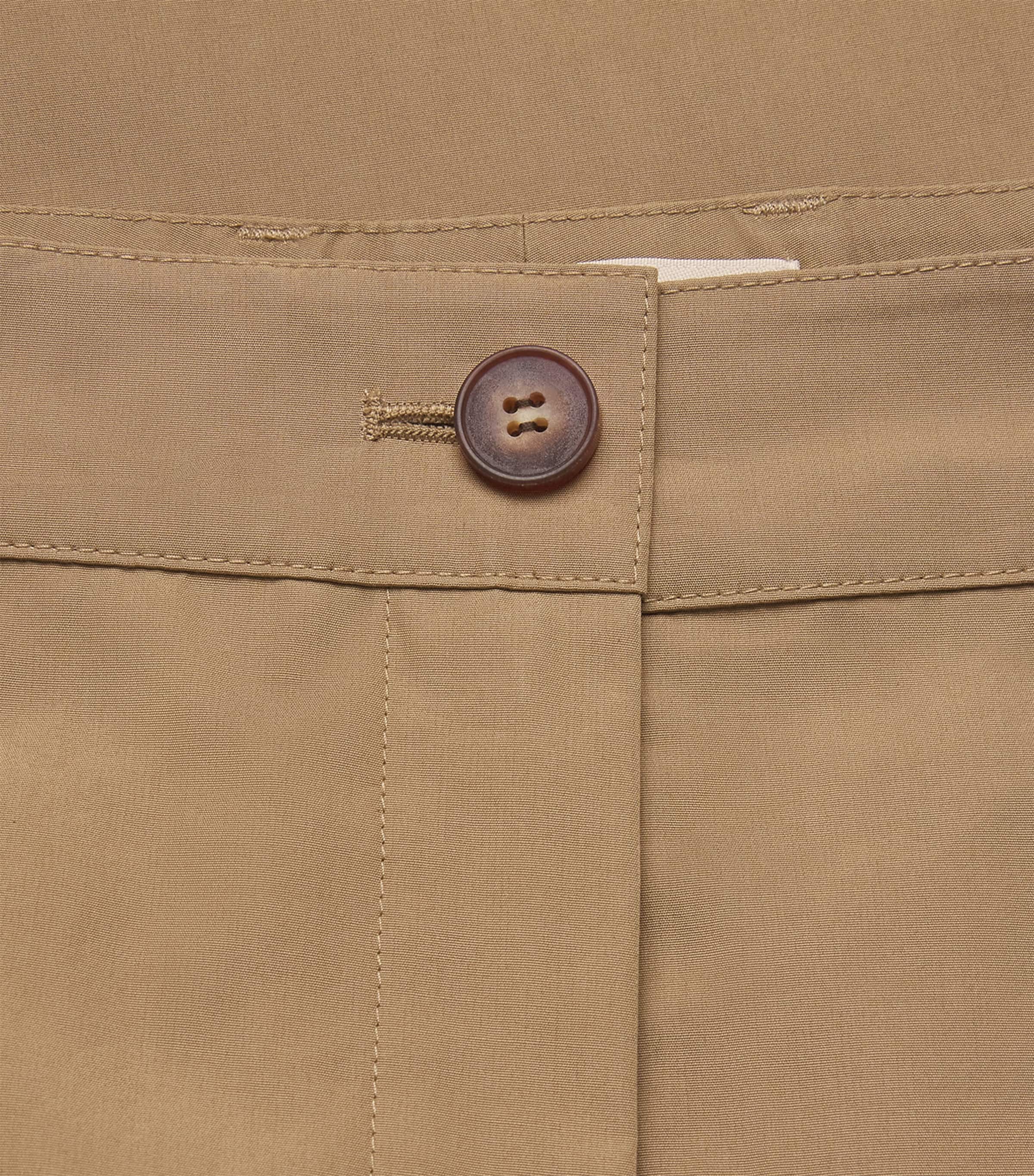 Lafayette 148 Womens Cotton Plated Wide-Leg Trousers Cadkh Cadet Khaki Image 6