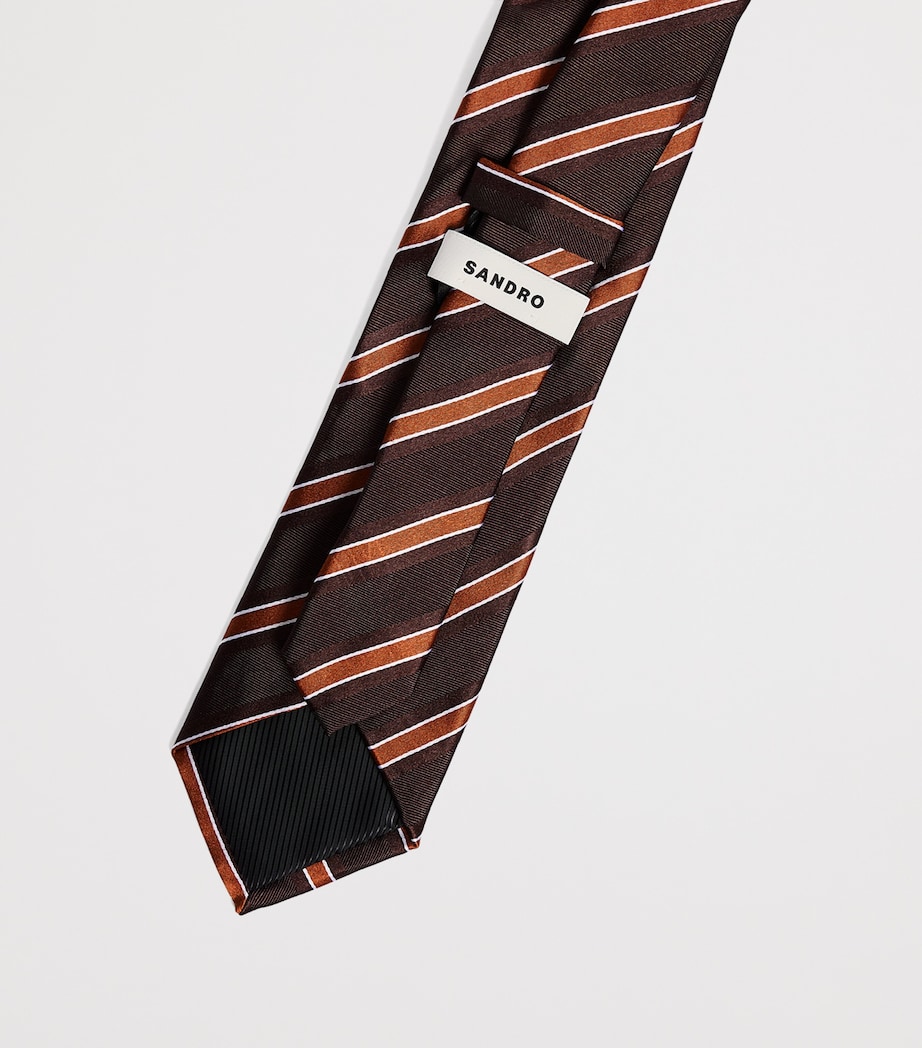 Sandro Paris Silk Stripe Tie Light Brown Image 3