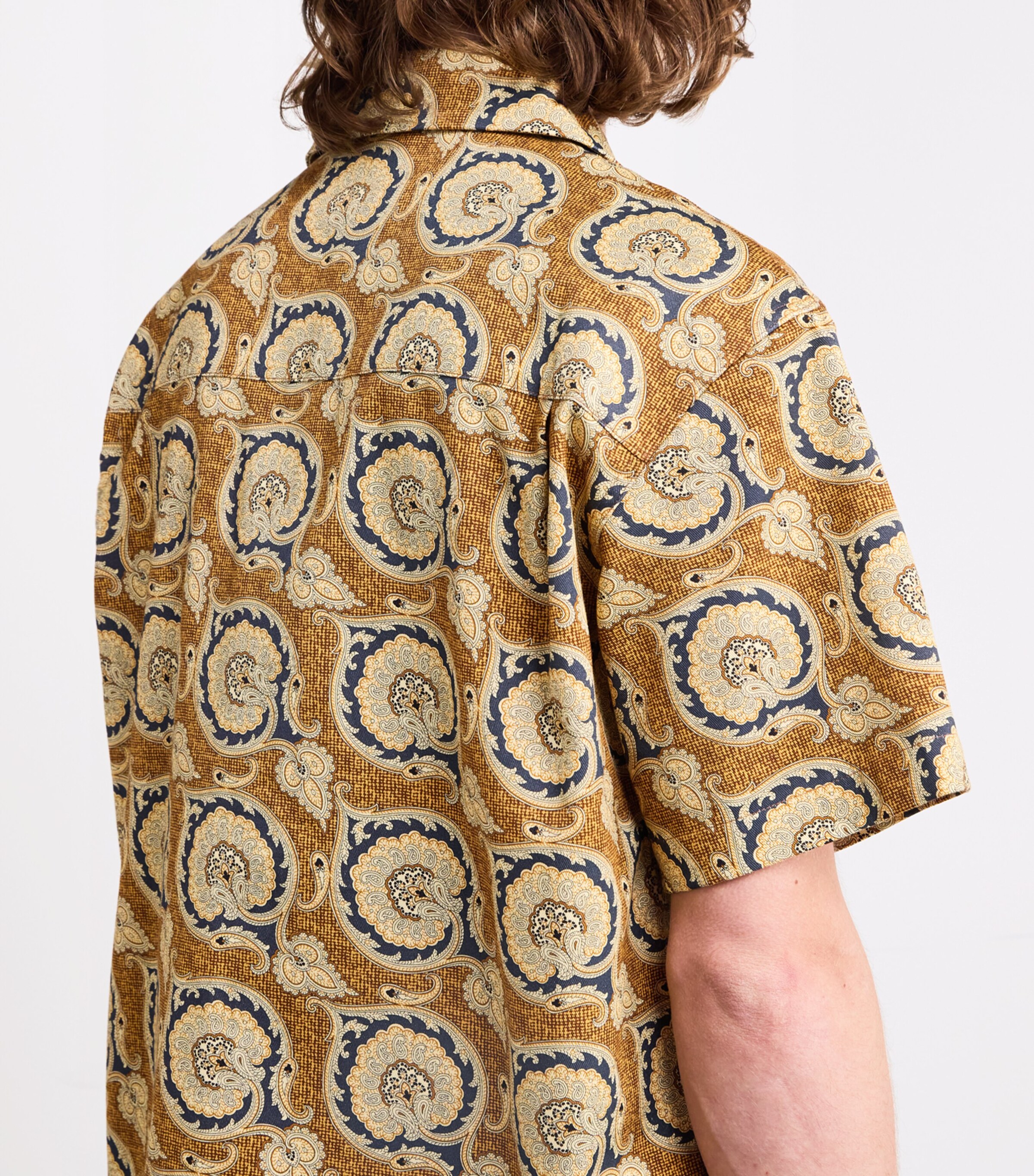 Drôle de Monsieur Mens Cotton Paisley Shirt Mustard Image 6