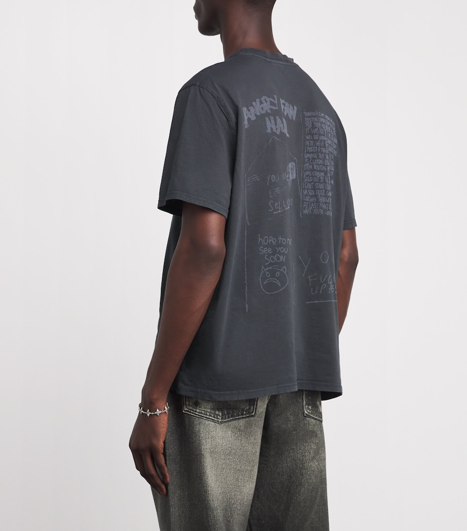 Our Legacy Mens Cotton Box Graphic T-Shirt Angry Fan Mail Print Image 4