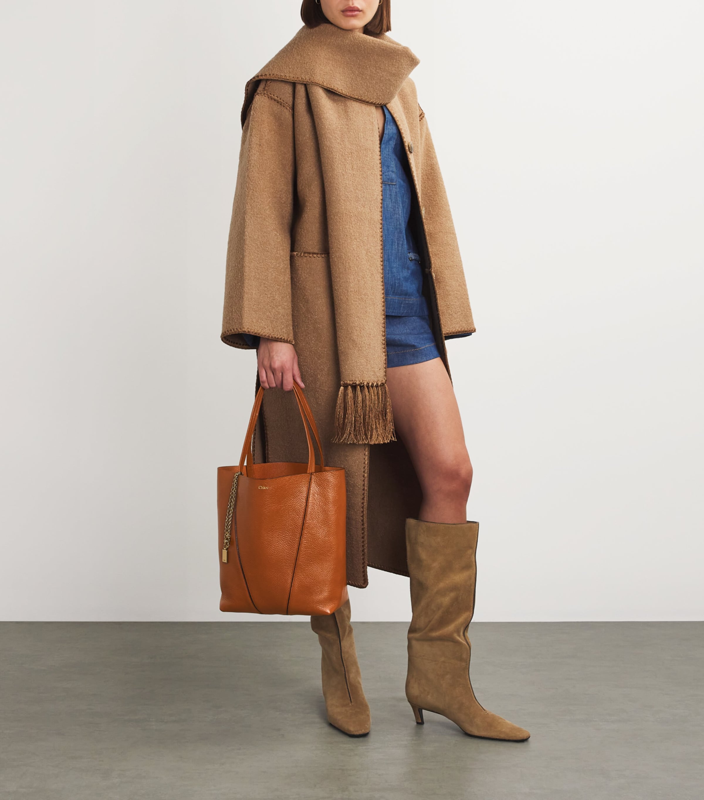 Medium Calfskin Spin Tote Bag CLAY BROWN Image 2