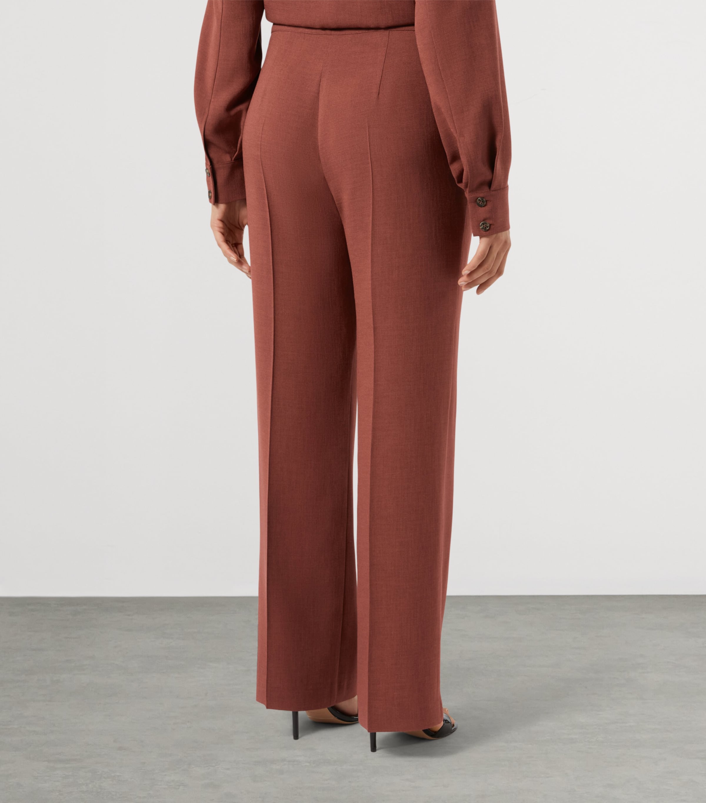 Marina Rinaldi Womens Pleated Tailored Trousers Brick Red Image 4