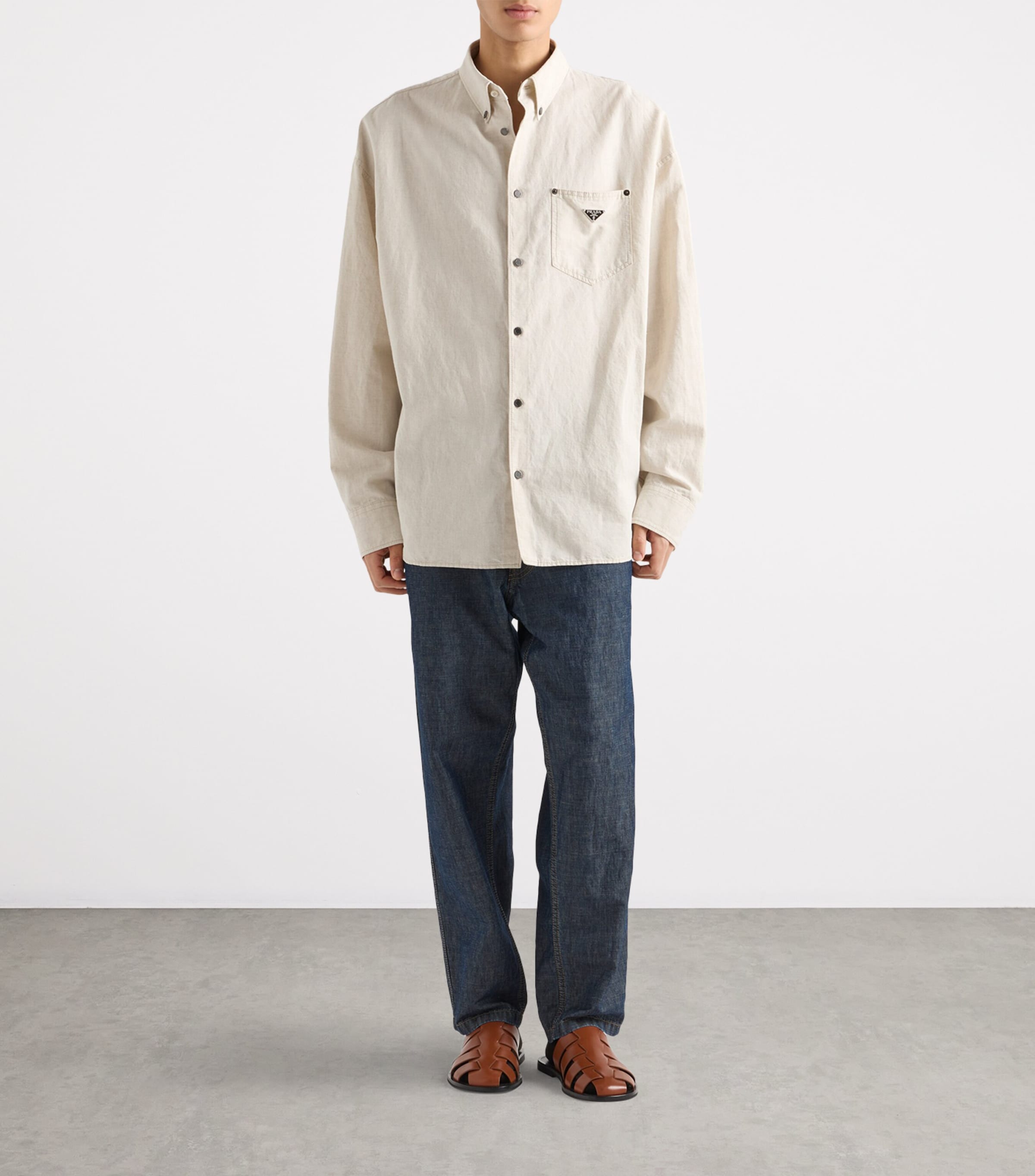Cotton-Flax Oversized Chambray Shirt F0ABR Image 2