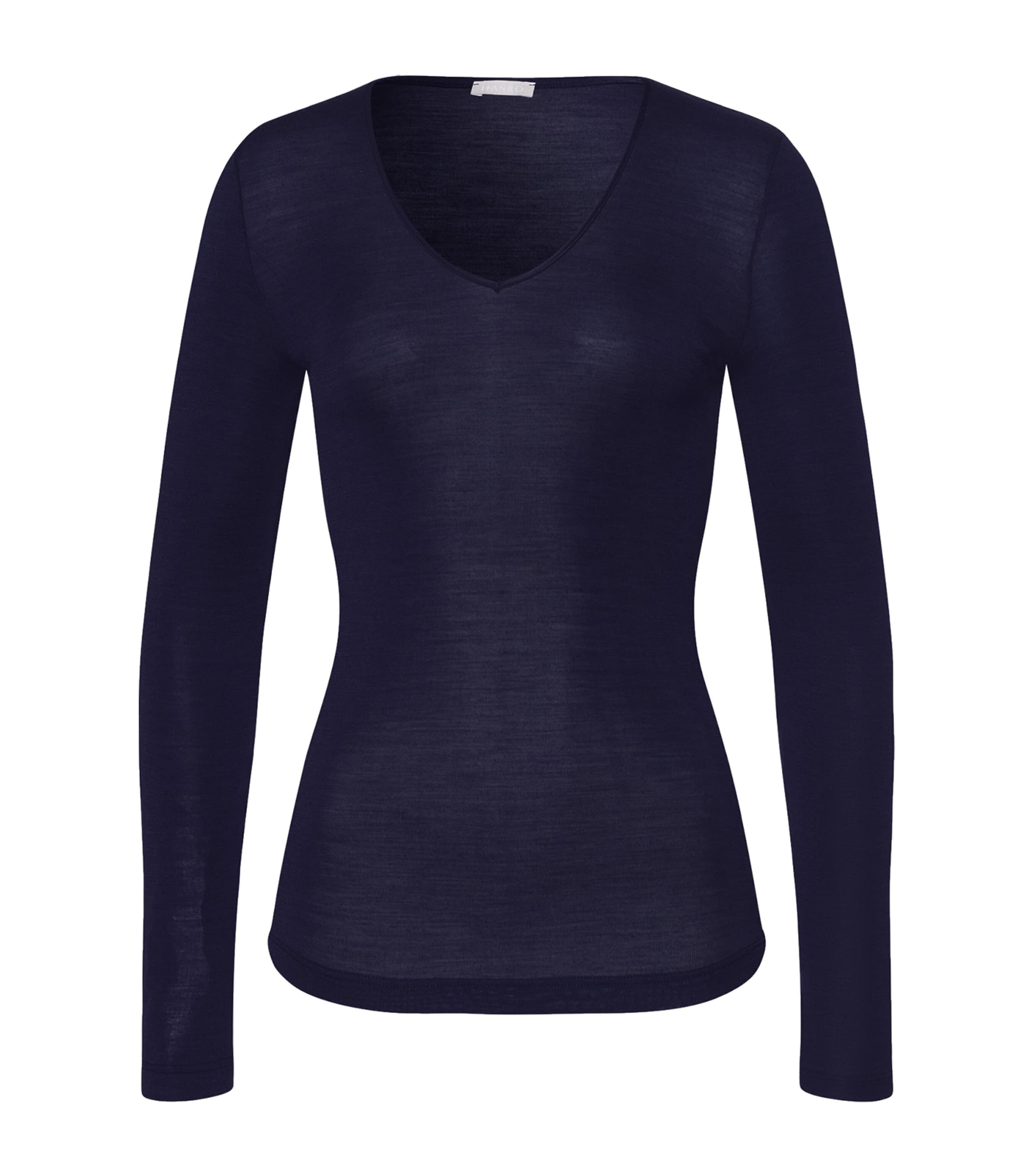 Hanro Woolen Silk Long-sleeve T-shirt In Blue