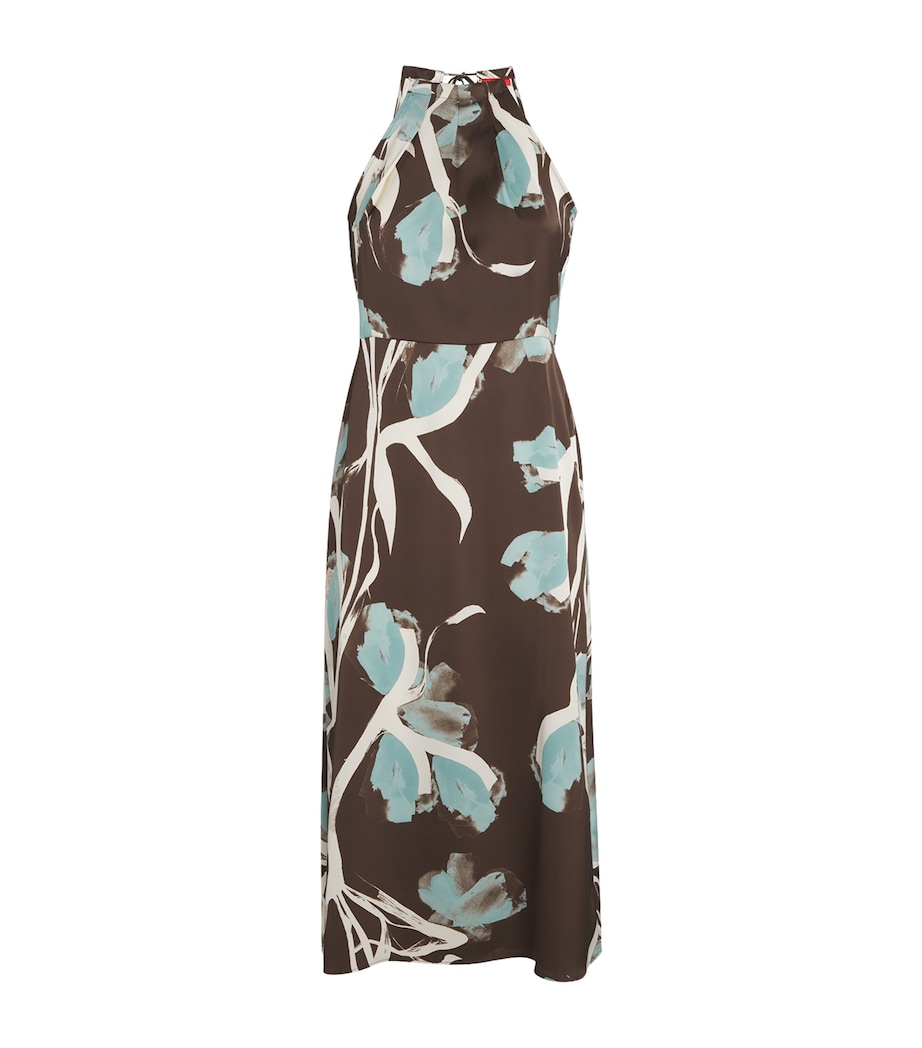 Satin Print Midi Dress COCOA Image 1