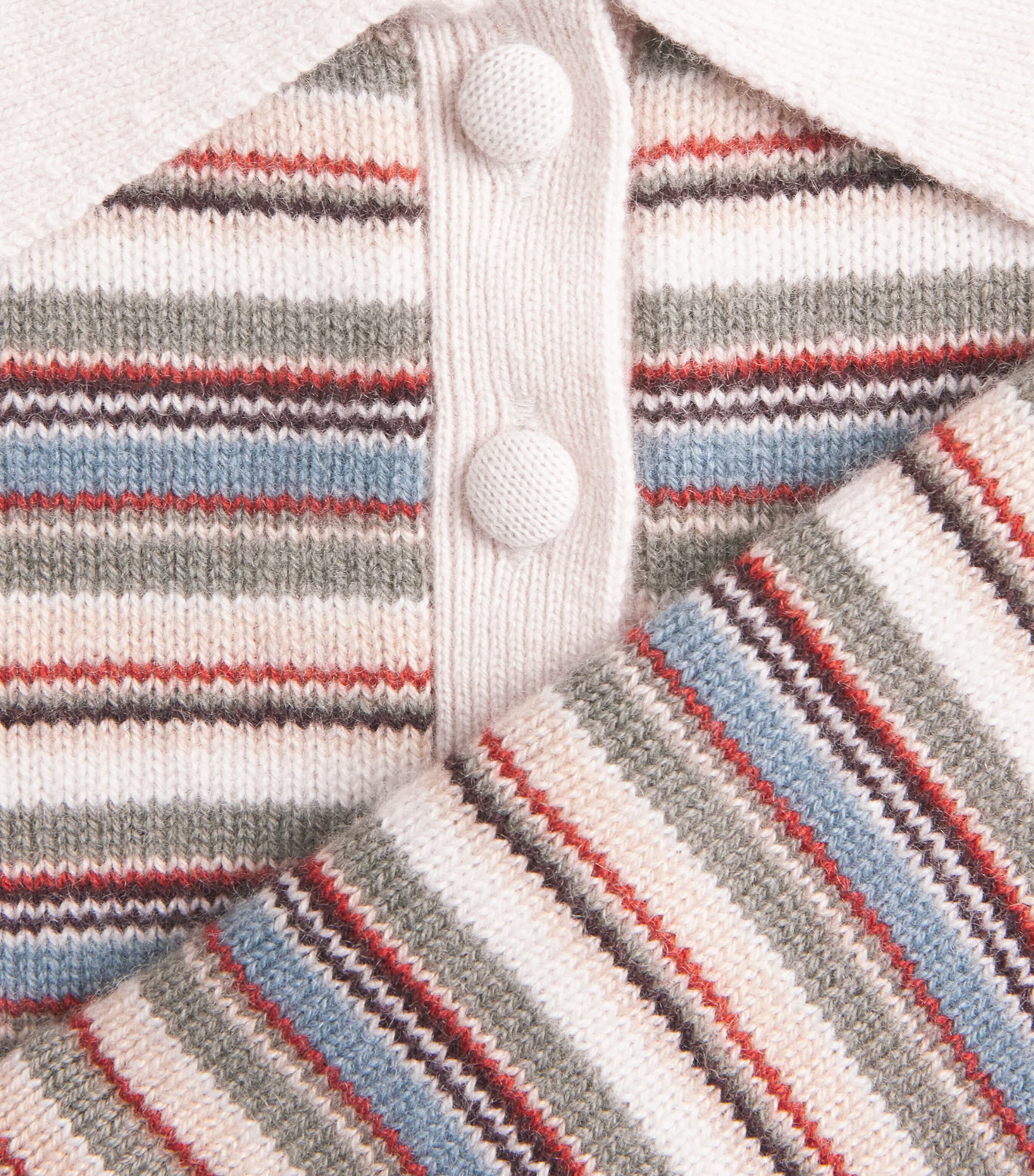 FRAME Womens Wool-Blend Stripe Quad Polo Shirt Sky Blue Multi Image 6