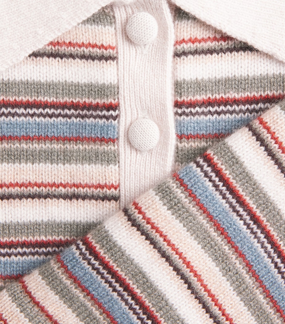 FRAME Womens Wool-Blend Stripe Quad Polo Shirt Sky Blue Multi Image 6