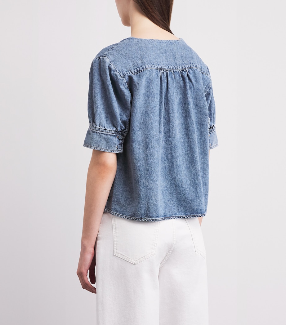 FRAME Womens Denim V-Neck Shirt Sora Image 5
