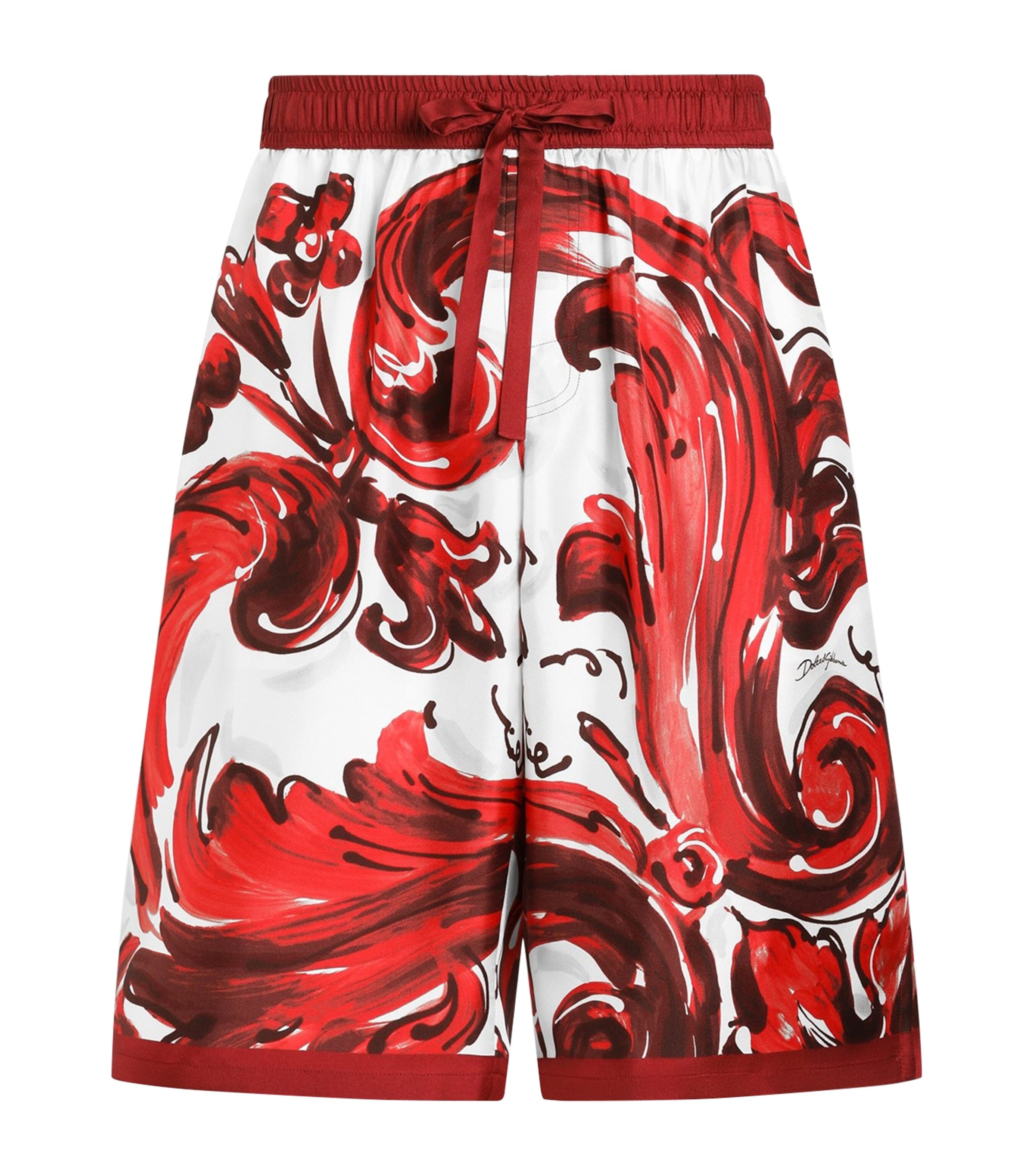 Dolce&Gabbana Mens Silk Majolica Print Shorts Maiolica Ru Image 1