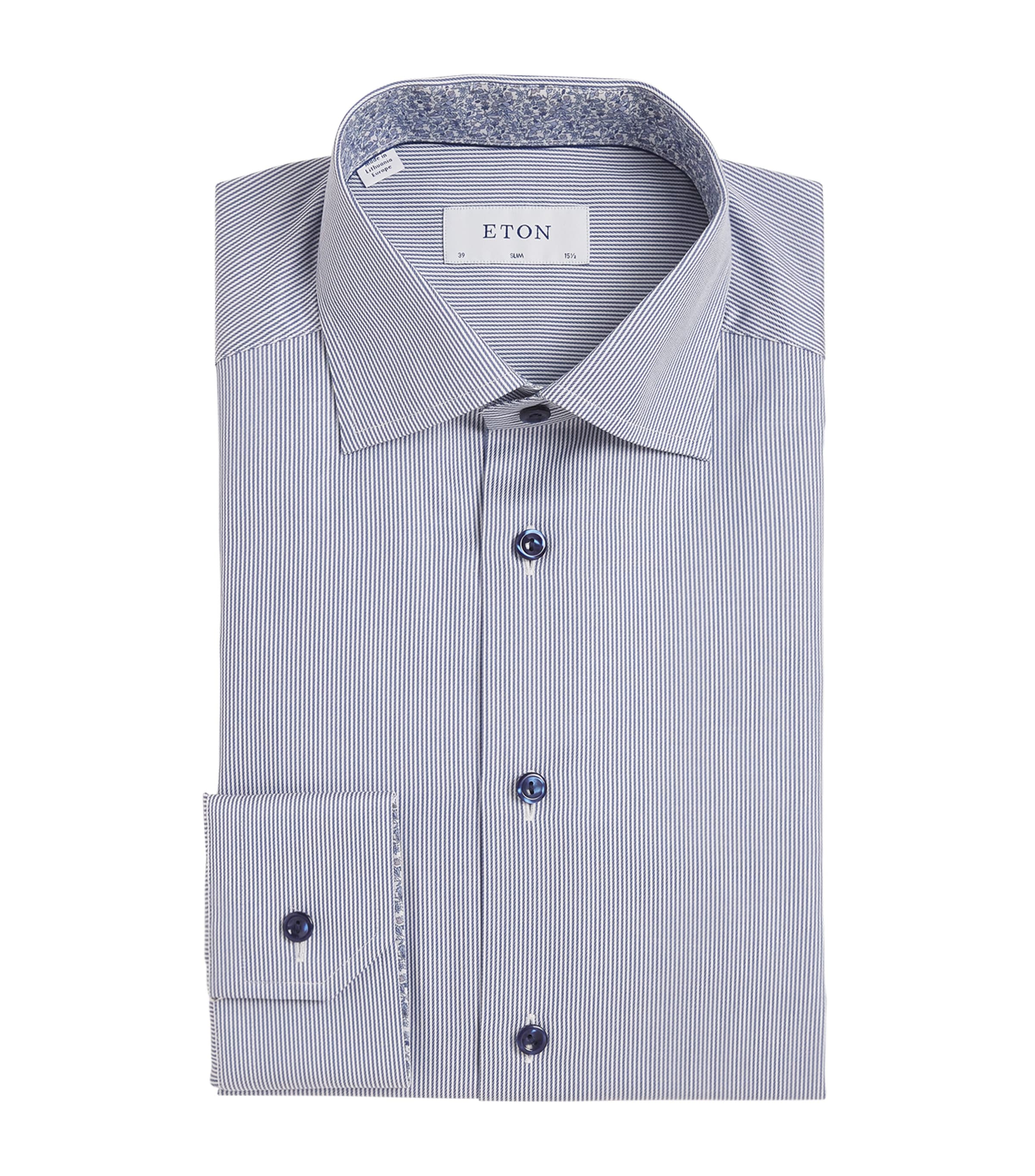 Eton Cotton Striped Shirt In Navy