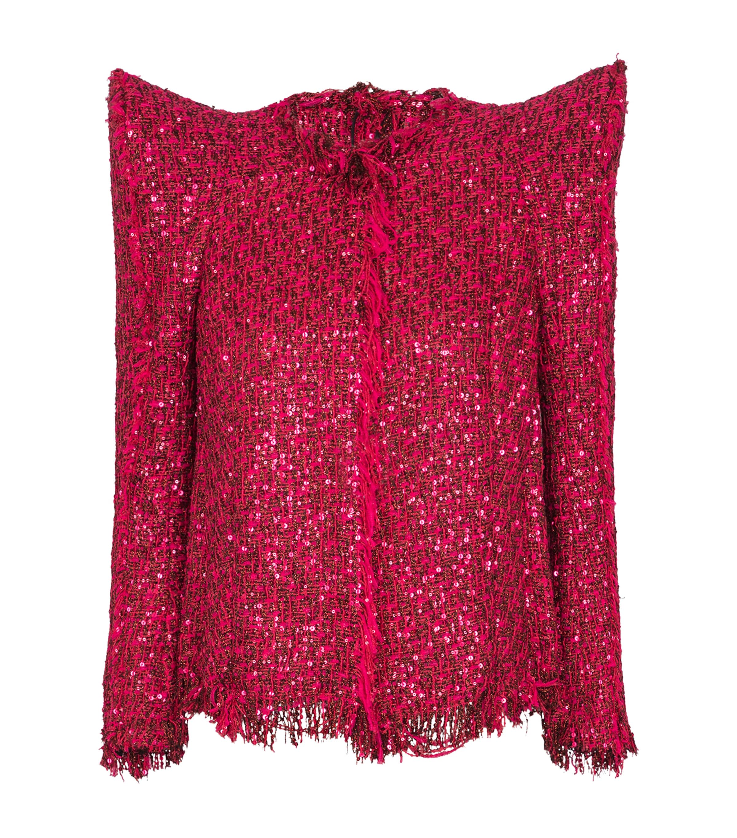 Tweed Sequin-Embellished Jacket 4PK FUCHSIA VIF Image 1