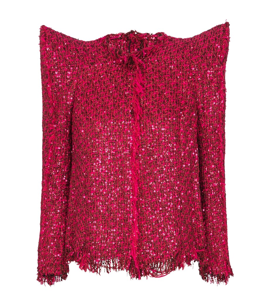 Tweed Sequin-Embellished Jacket 4PK FUCHSIA VIF Image 1