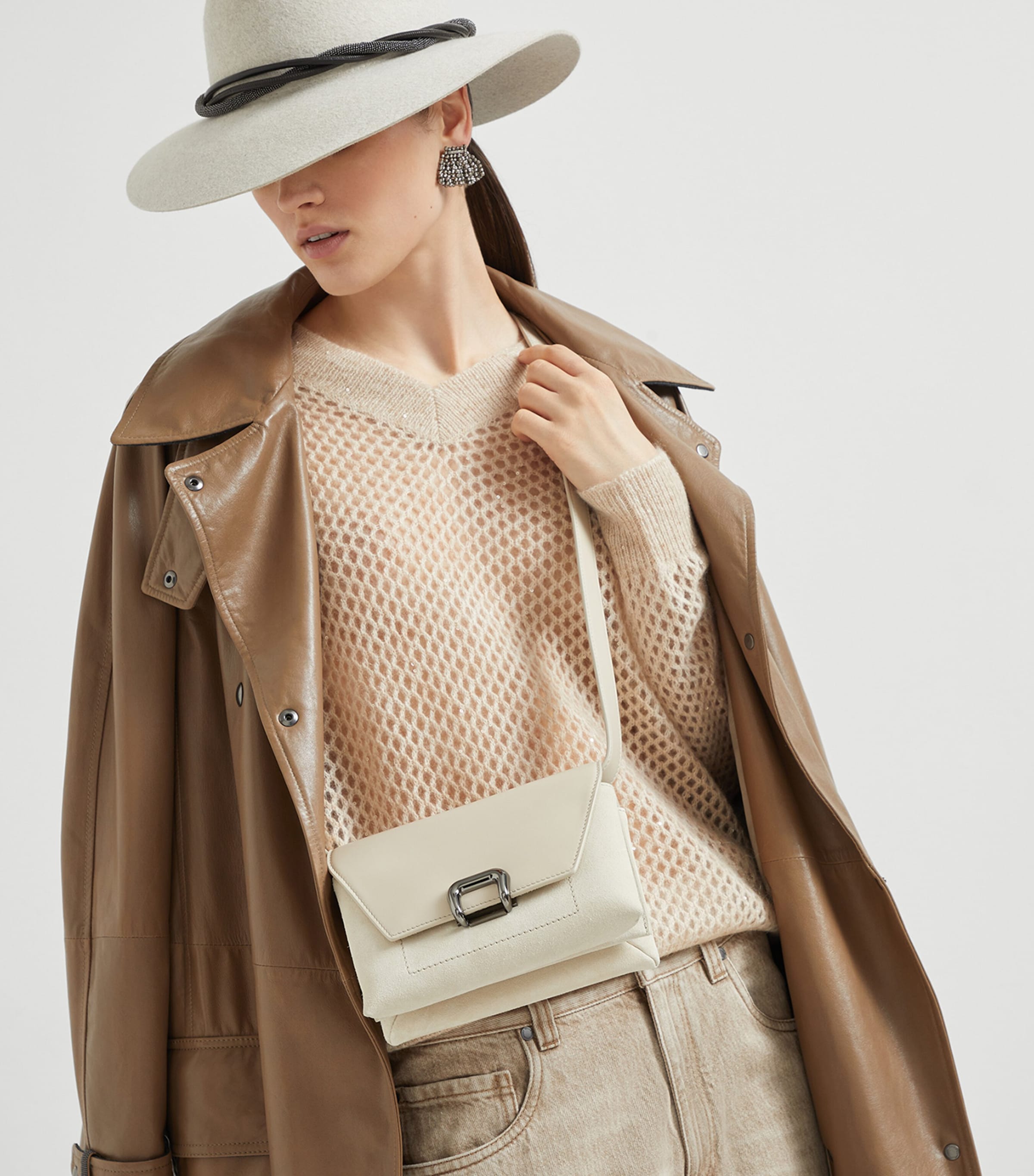 Small Leather Sartorial Cross-Body Bag C8905 Image 2