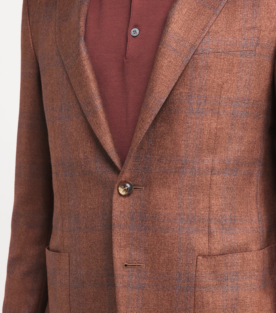 Canali Mens Silk-Cashmere Check Blazer Image 6