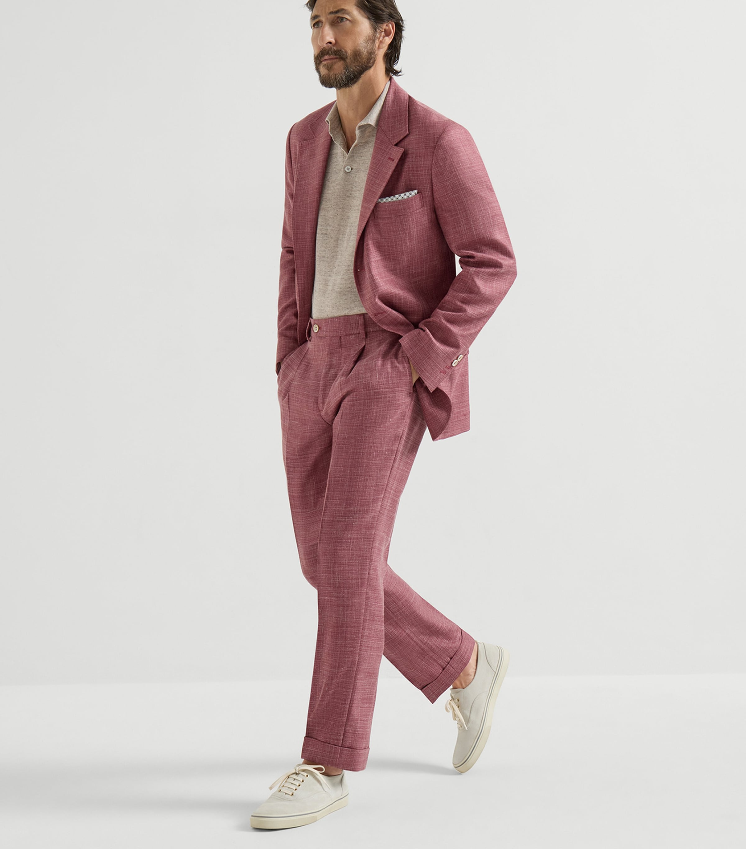Brunello Cucinelli Mens Wool-Linen-Silk 2-Piece Suit Image 2