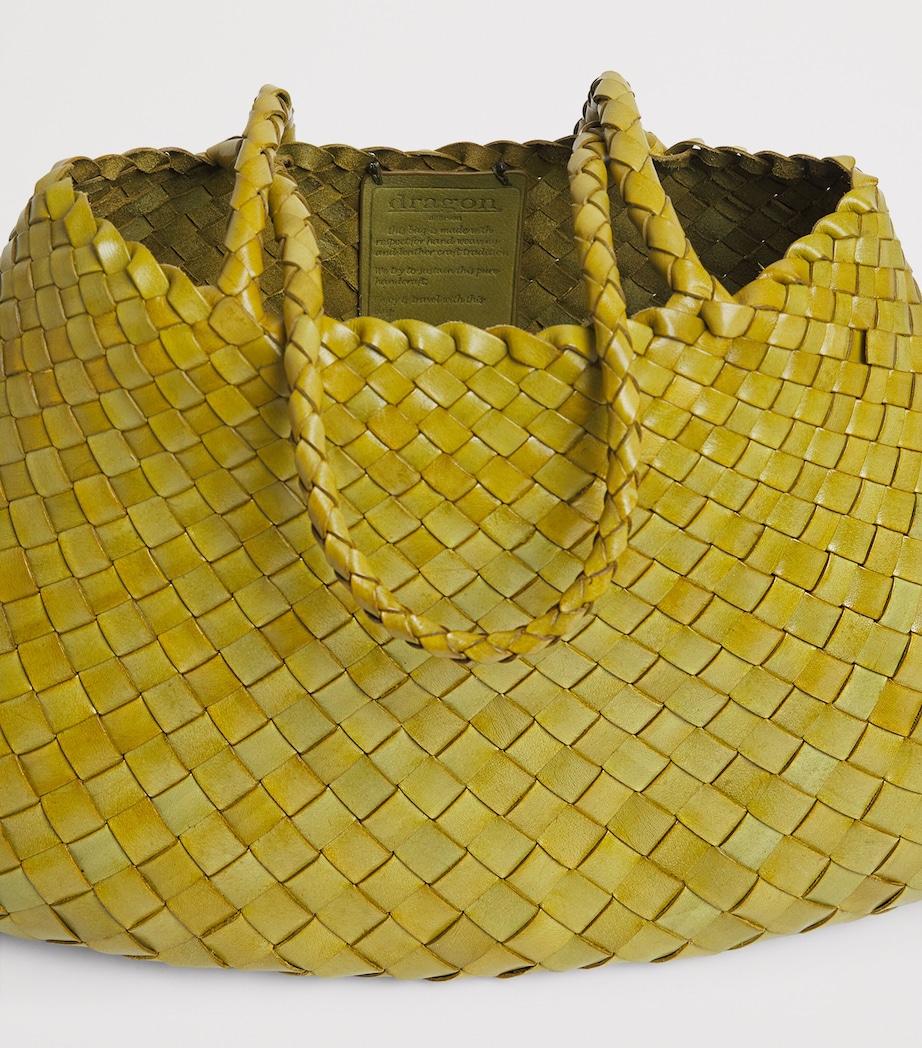 DRAGON DIFFUSION Large Leather Santa Croce Tote Bag Bamboo Green Image 6