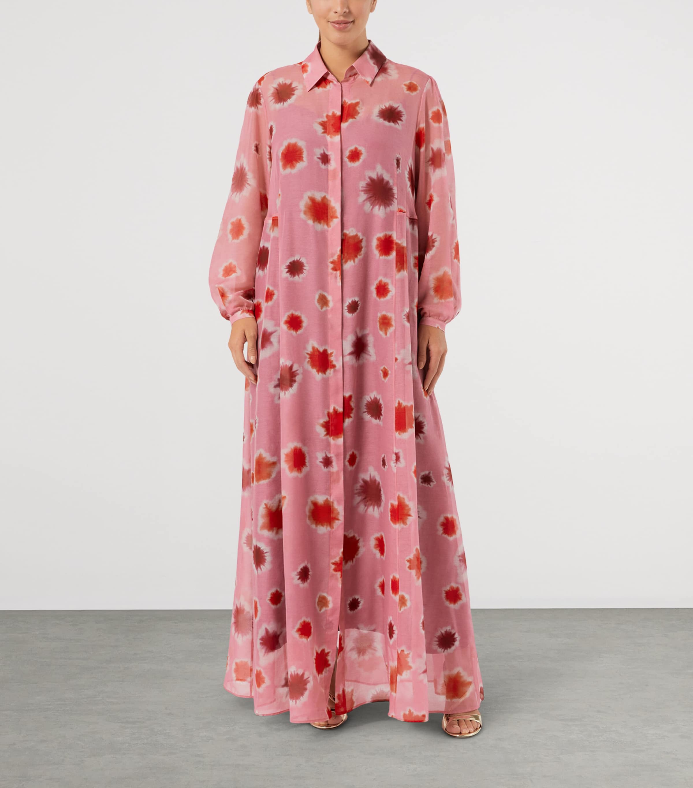 Marina Rinaldi Womens Cotton-Silk Maxi Shirt Dress Pink Image 3