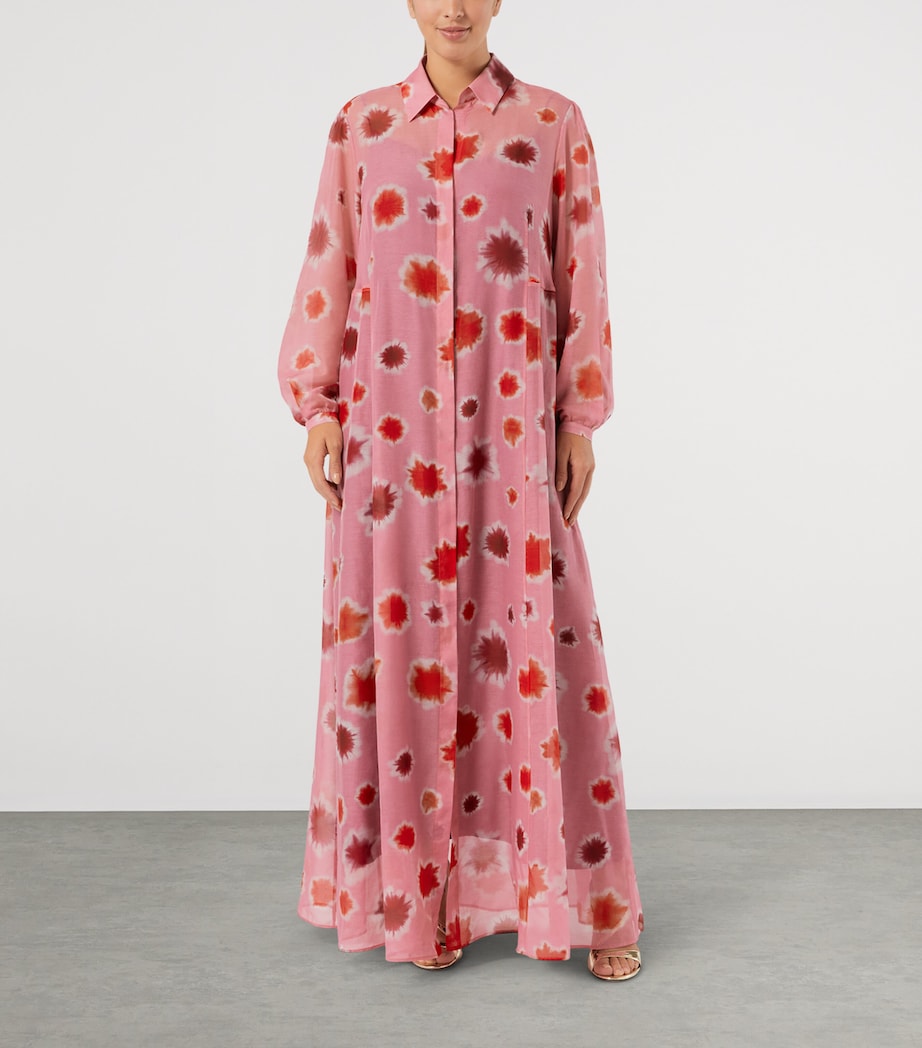 Marina Rinaldi Womens Cotton-Silk Maxi Shirt Dress Pink Image 3