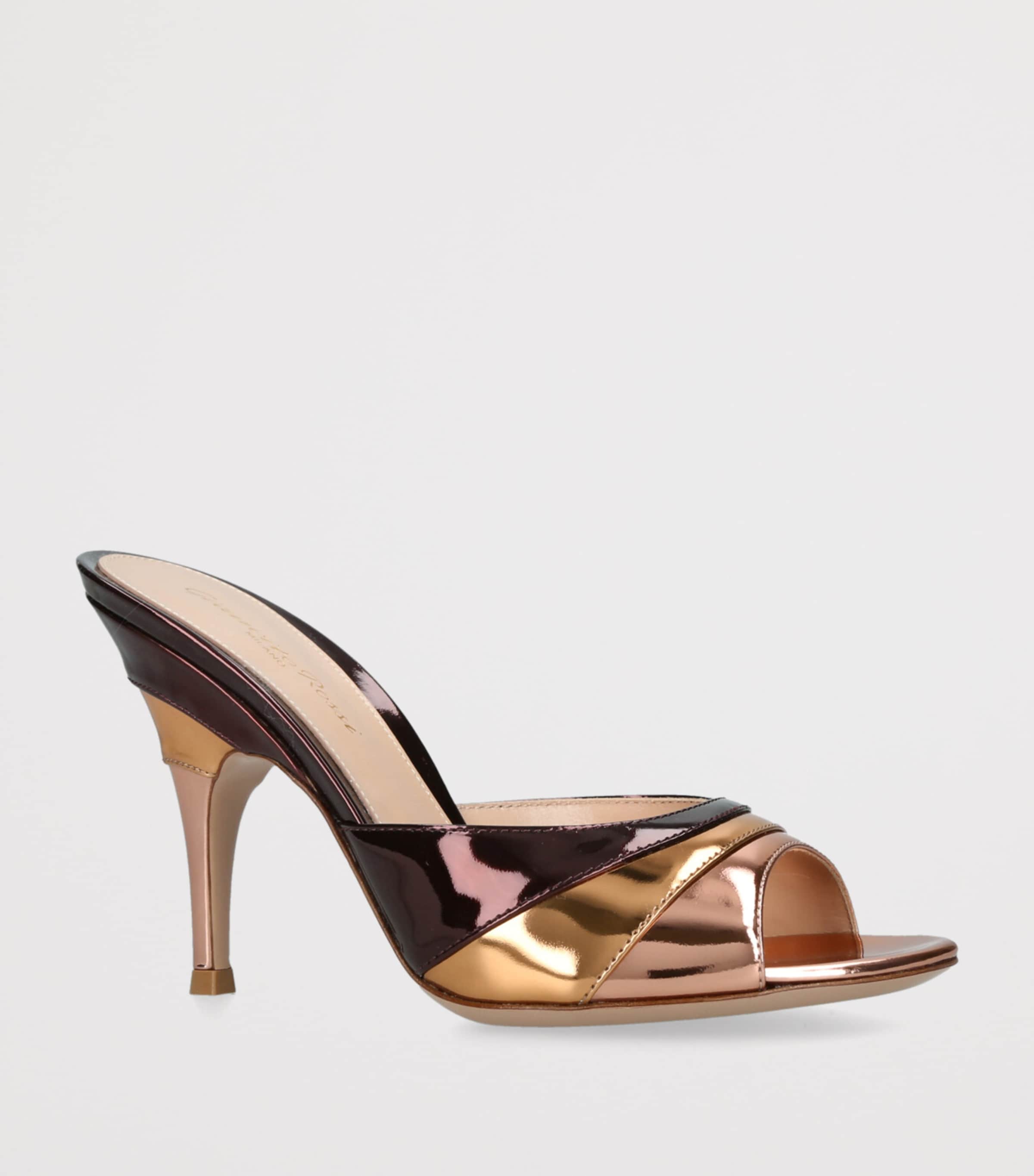 Gianvito Rossi Metallic Leather Marea Heeled Mules 95 Bronze Image 3