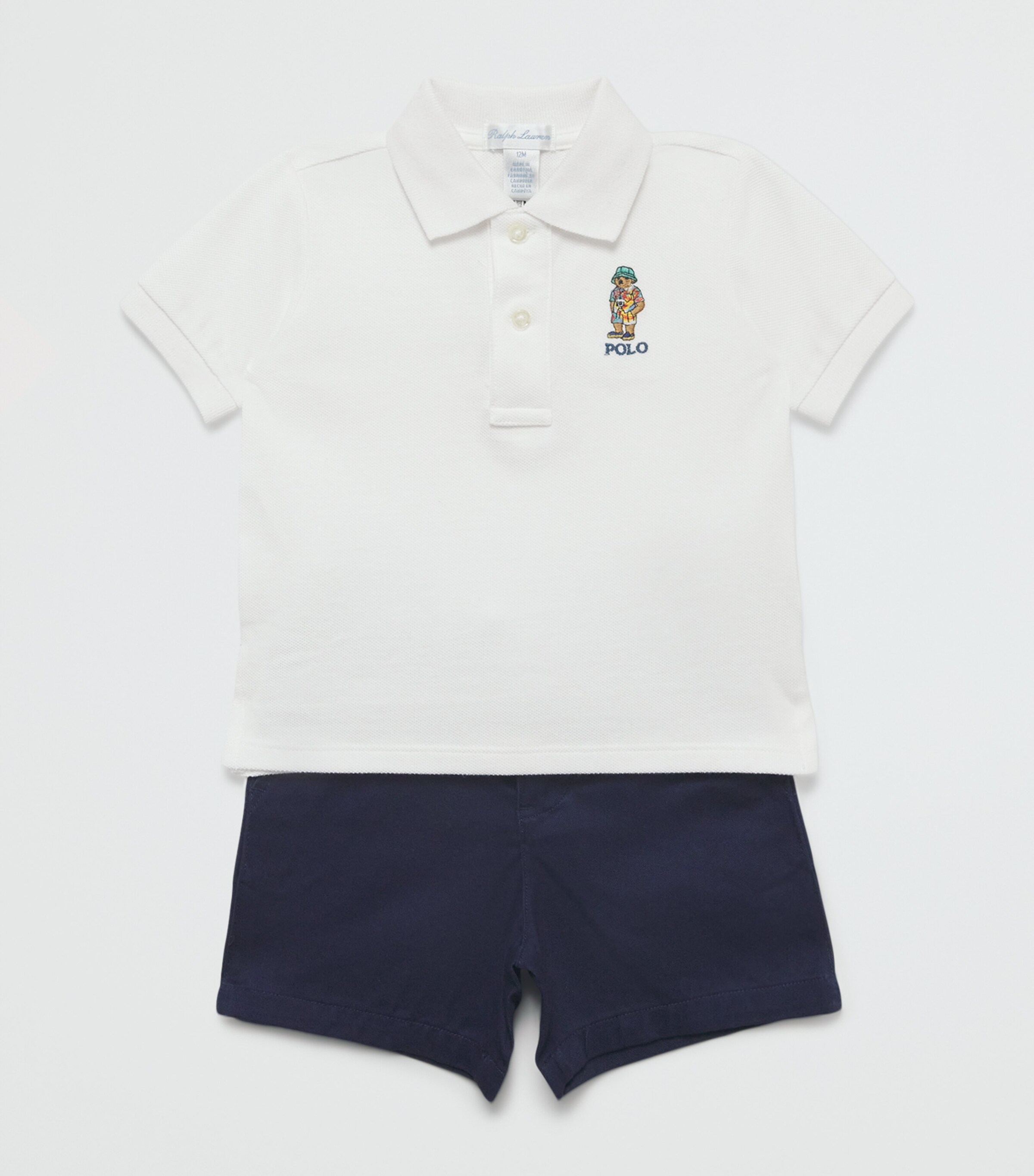 Ralph Lauren Kids Polo Shirt and Shorts Set (3-24 Months) White Image 3