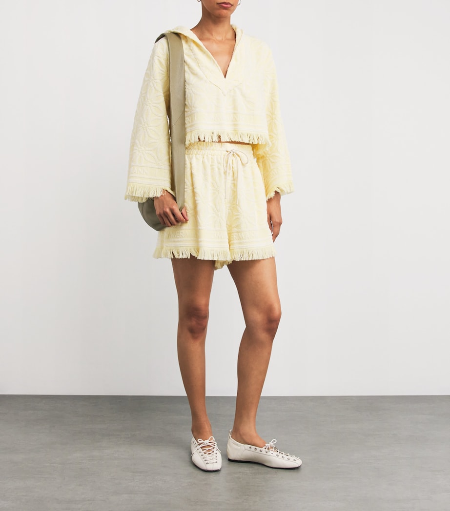 Cotton Towelling Coco Cropped Hoodie YLWCRM/YELLOW/CREAM Image 2