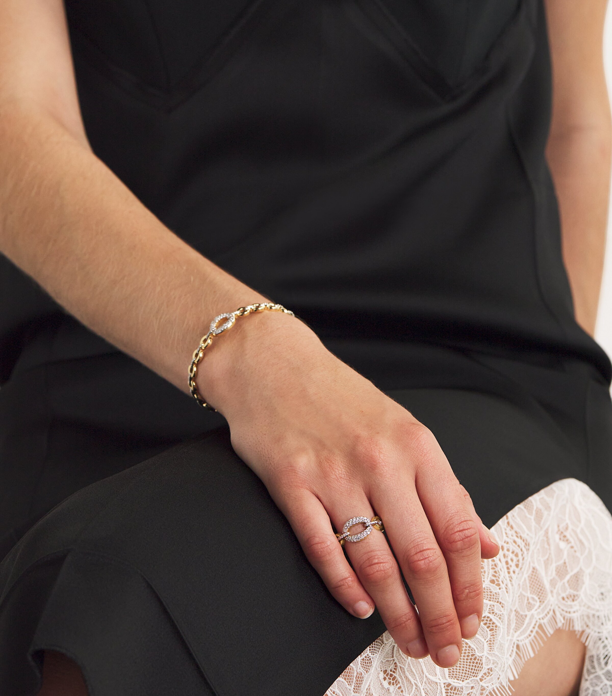 Nadine Aysoy Yellow Gold and Diamond Catena Large Link Ring Yellow Gold Image 5