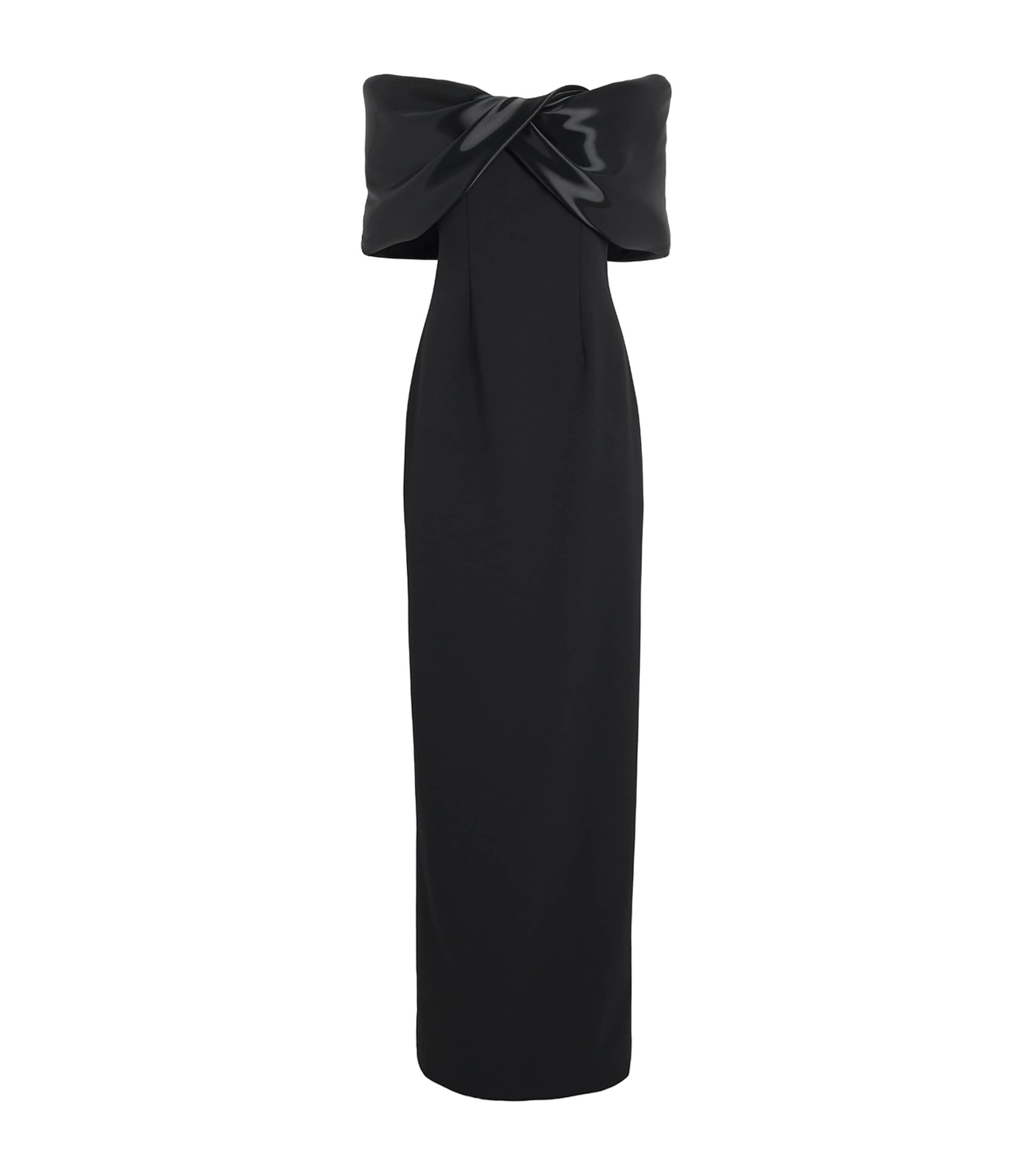 Pamella Roland Womens Twist-Detail Off-The-Shoulder Gown Black Image 1