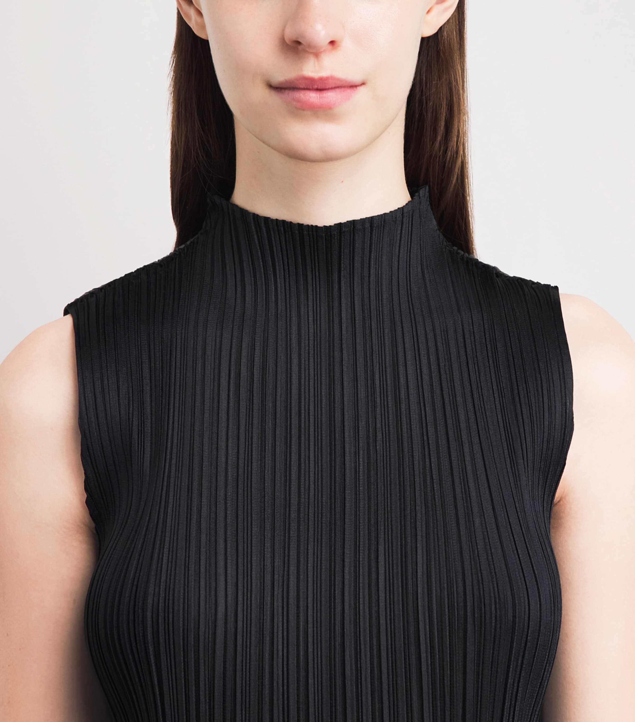 Pleats Please Issey Miyake Womens Swing Solid Midi Tunic Dress Black Image 3