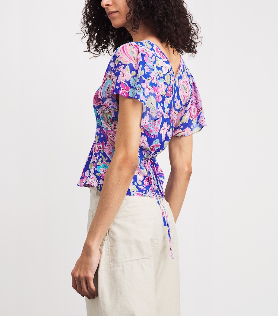 Rixo Womens Silk Floral Lania Blouse Cara Floral Blue Image 5