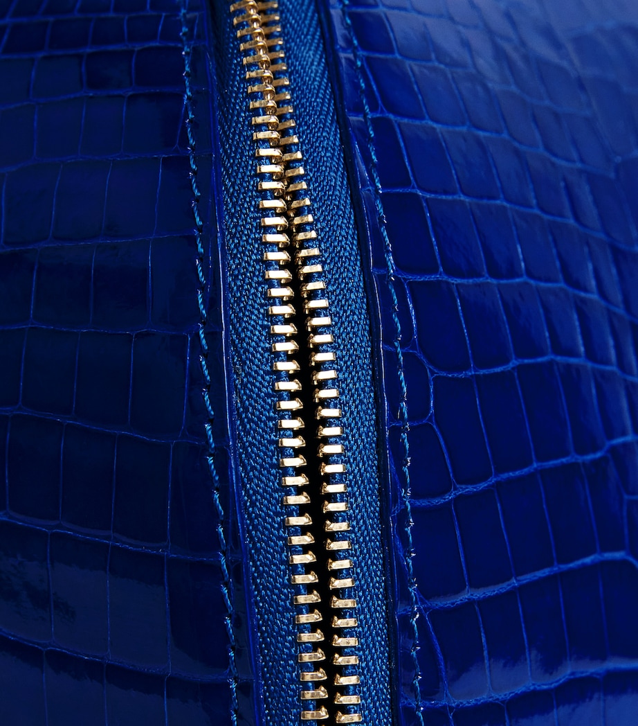 Ethan K Crocodile Leather Duchess Top-Handle Bag Electric Blue Image 5