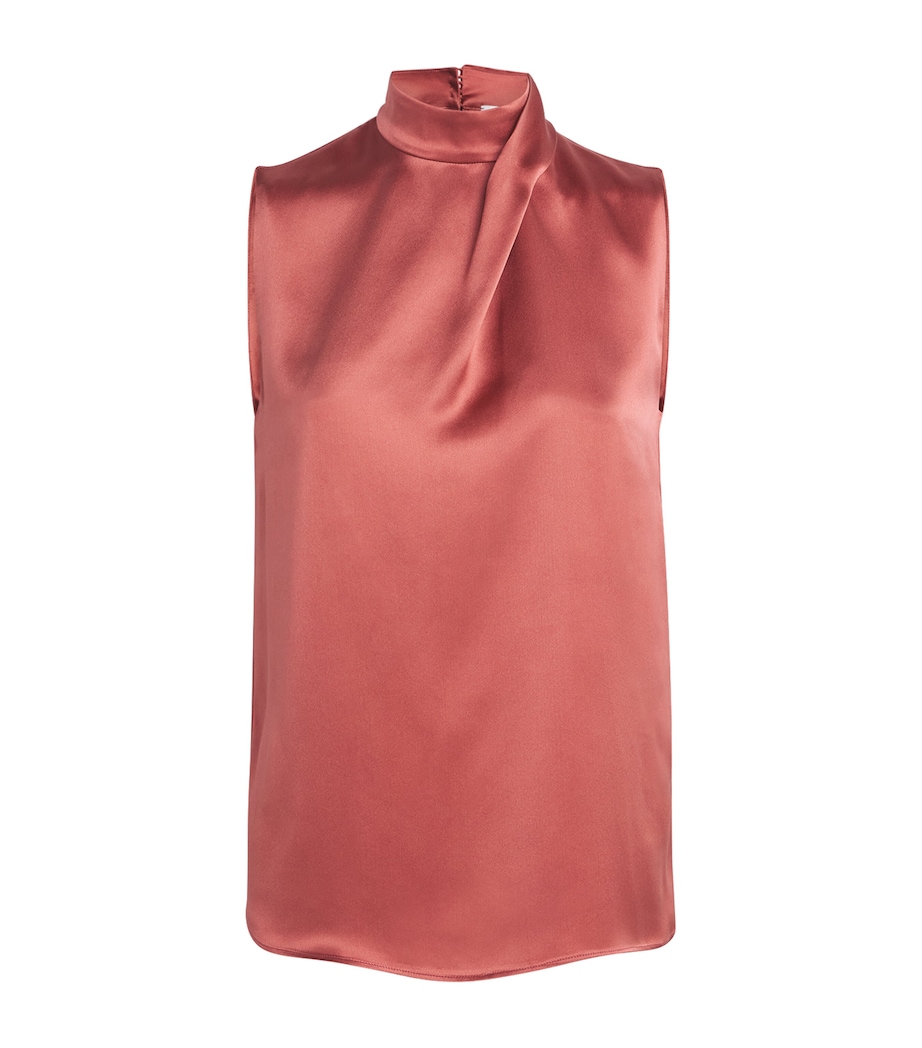 Eleventy Womens Silk High-Neck Top Lampone Image 1