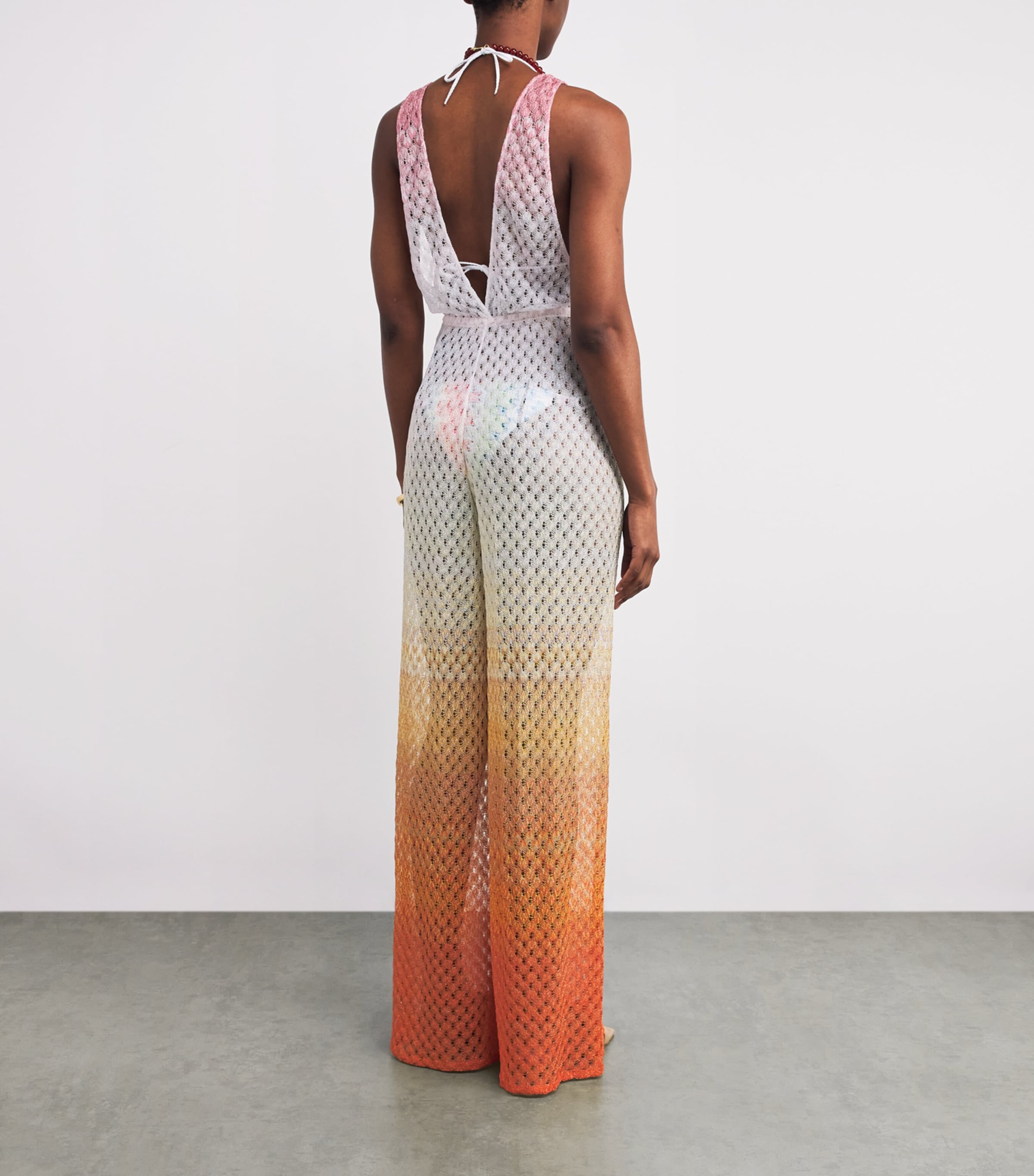 Crochet Wide-Leg Jumpsuit S4183 ORANGE TONES Image 3