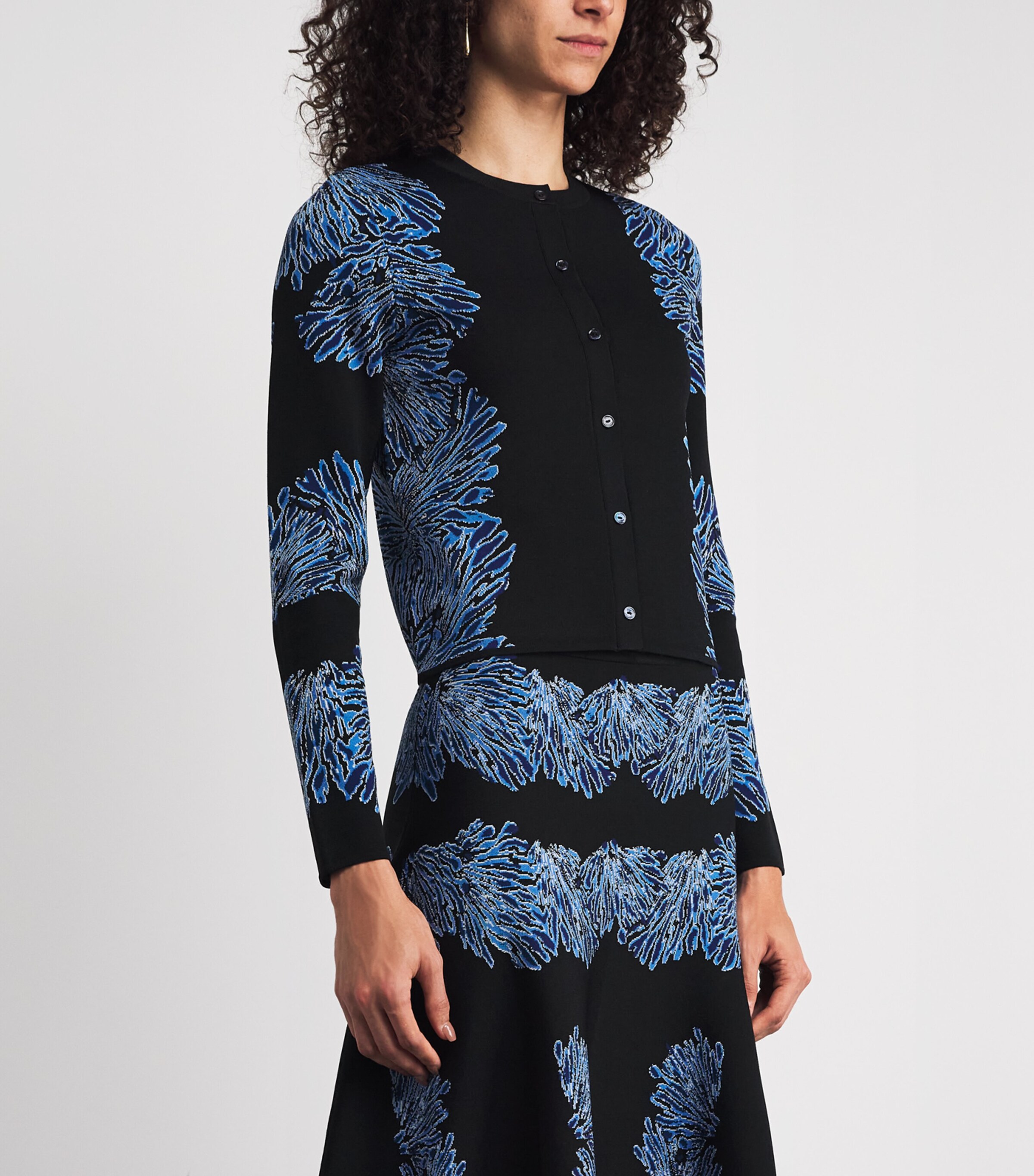 Ulla Johnson Womens Jacquard Carina Cardigan Ocean Image 4