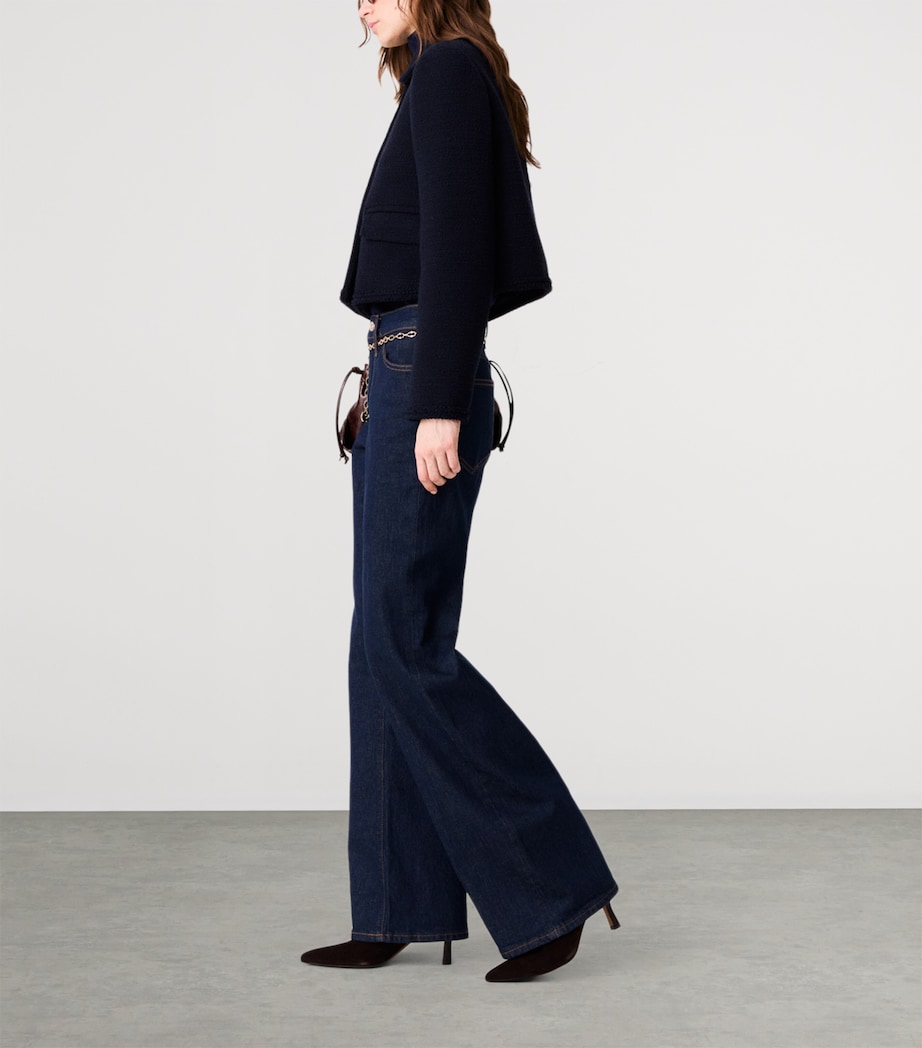 Maje Womens Tweed Cropped Jacket Navy Image 3