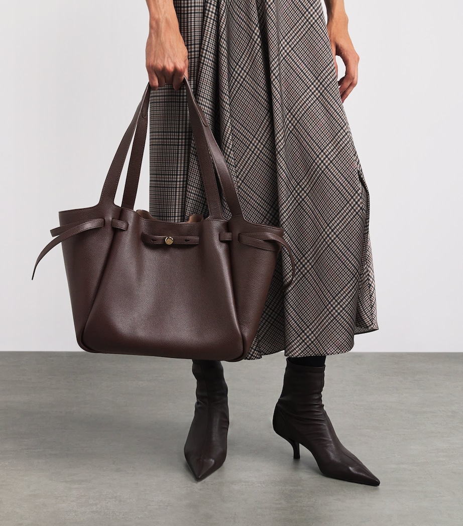 Leather Romy Tote Bag DEEP BROWN Image 5